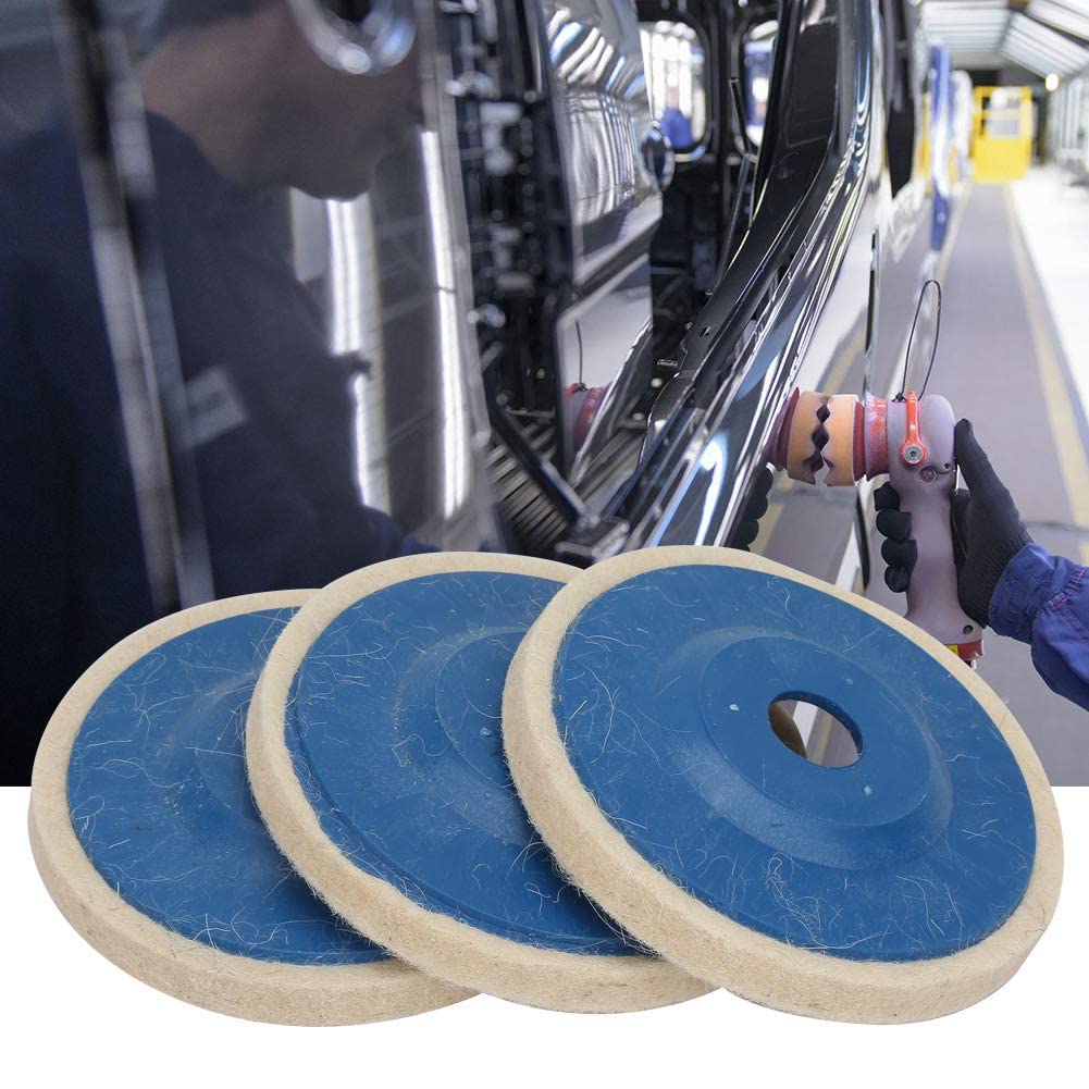 Agatige 3-Pack 4-Inch Wool Felt Polishing Wheel Discs - Premium Buffing Pads for Angle Grinder, Metal & Wood Polishing - Perfect for Automotive Detailing, Jewelry Making & DIY Crafts