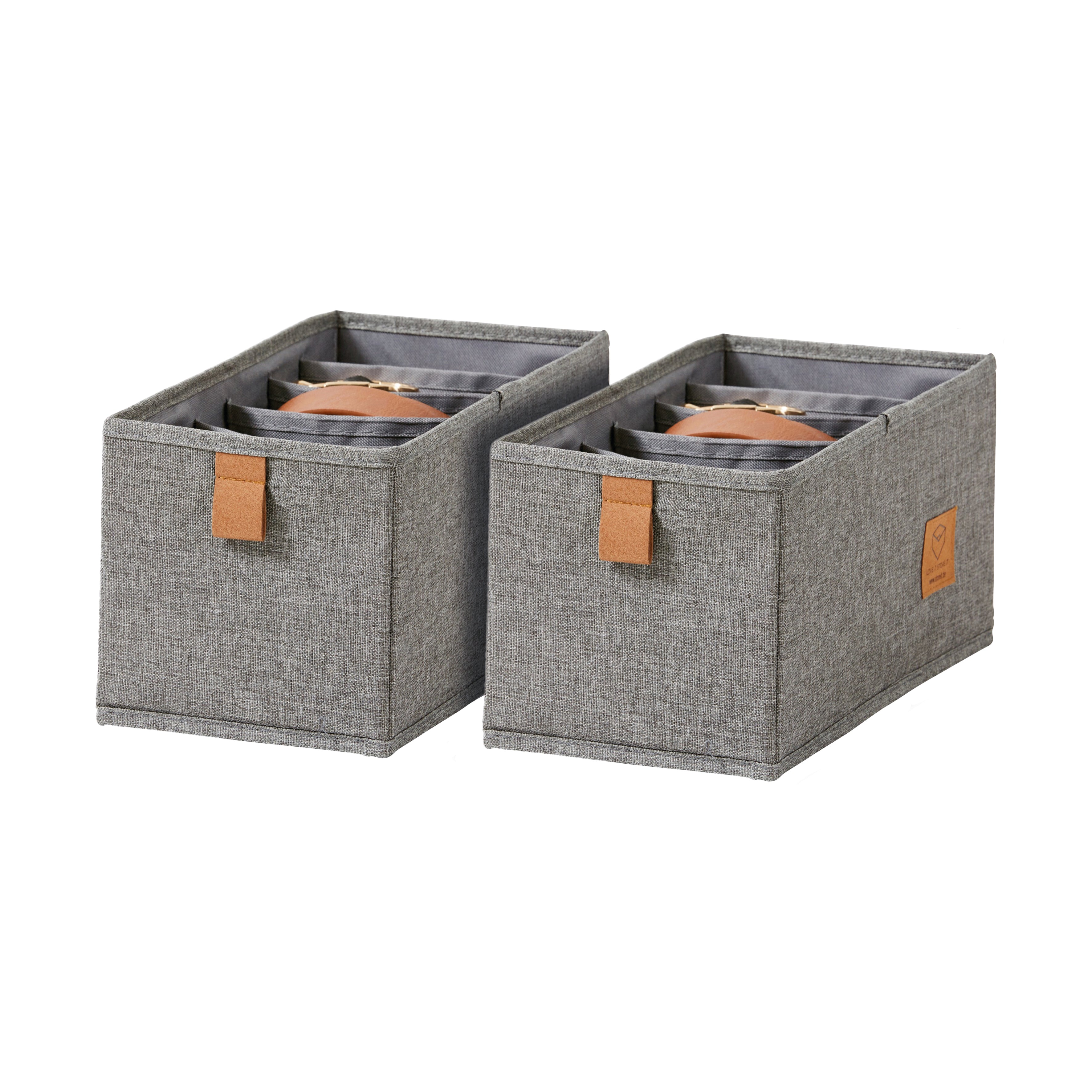 Premium Fabric Wardrobe Organizer Set of 2 with 6 Compartments - Space Saving Closet Storage for Clothes, Accessories & Shoes - Grey (Ideal for Bedroom, Closet & Travel)