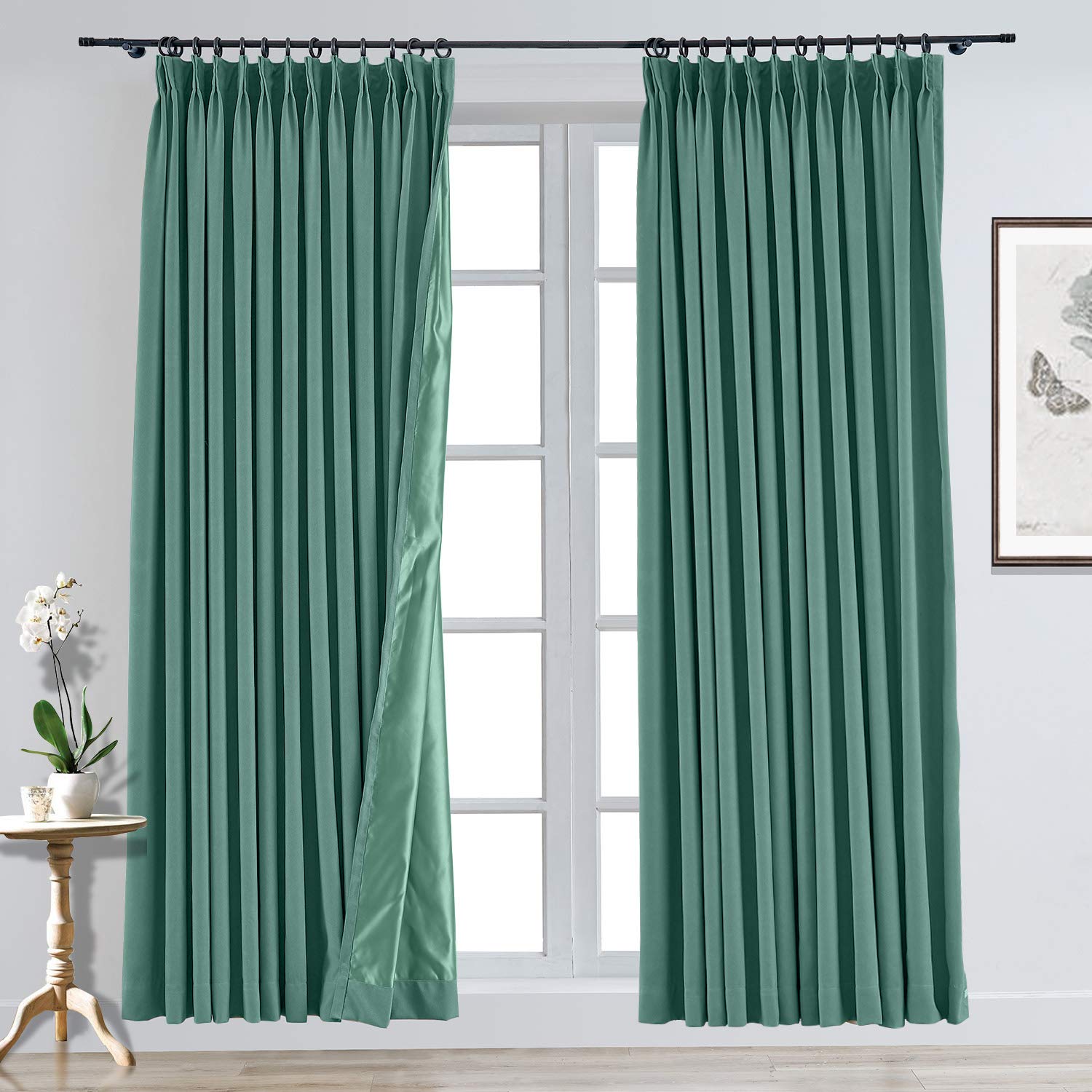 TWOPAGES Thermal Insulated Blackout Curtains for Windows - Pinch Pleat Office Drapes, 120 x 96 Inch Wide Width Panel (1 Piece) - Perfect for Home Theater, Bedroom & Sun Protection