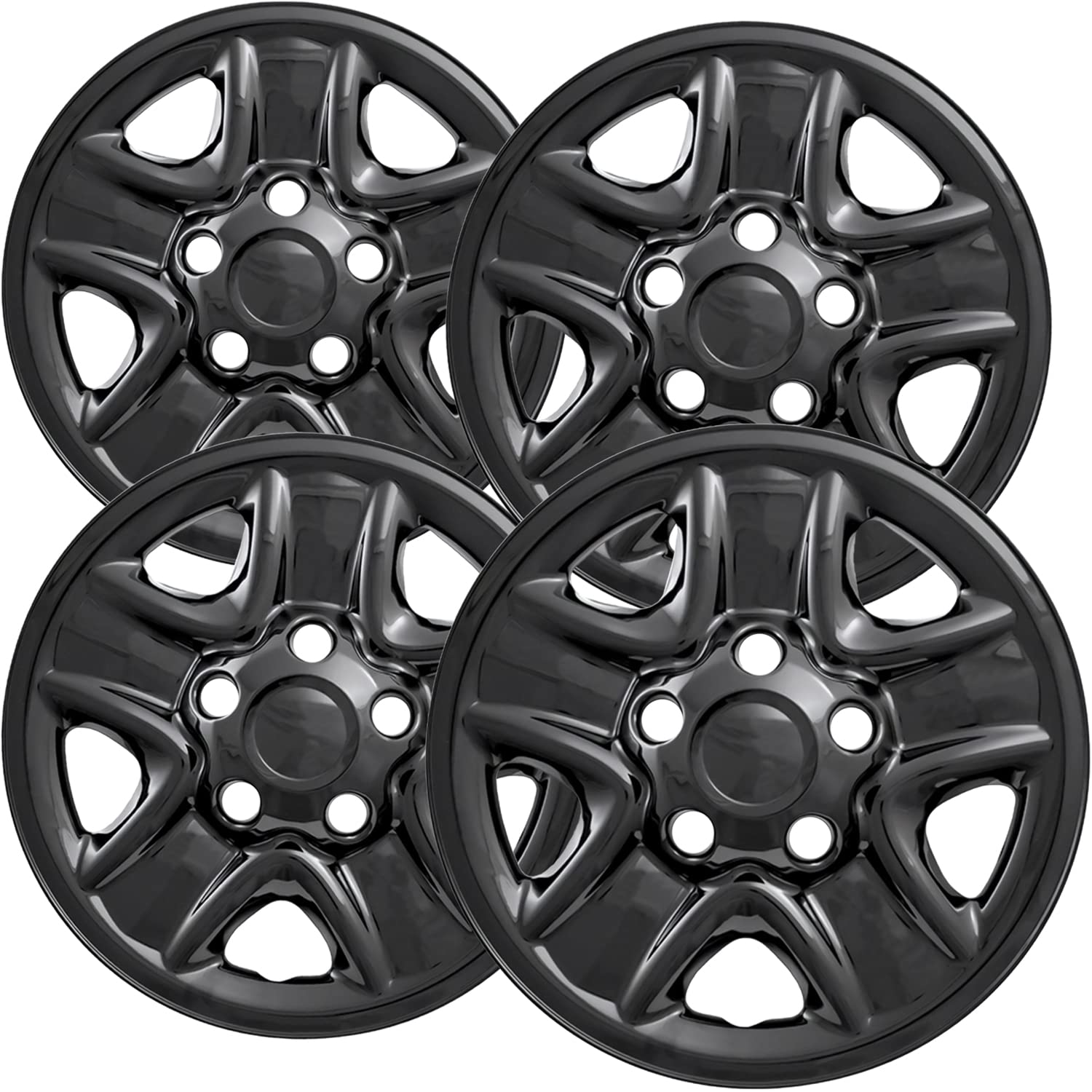 OxGord 18 Inch Wheel Skins for 2007-2021 Toyota Tundra - Set of 4 Gloss Black ABS Wheel Covers - Durable Tire Replacement Caps for Enhanced Vehicle Style - Perfect for Off-Roading, Daily Commuting & Car Customization