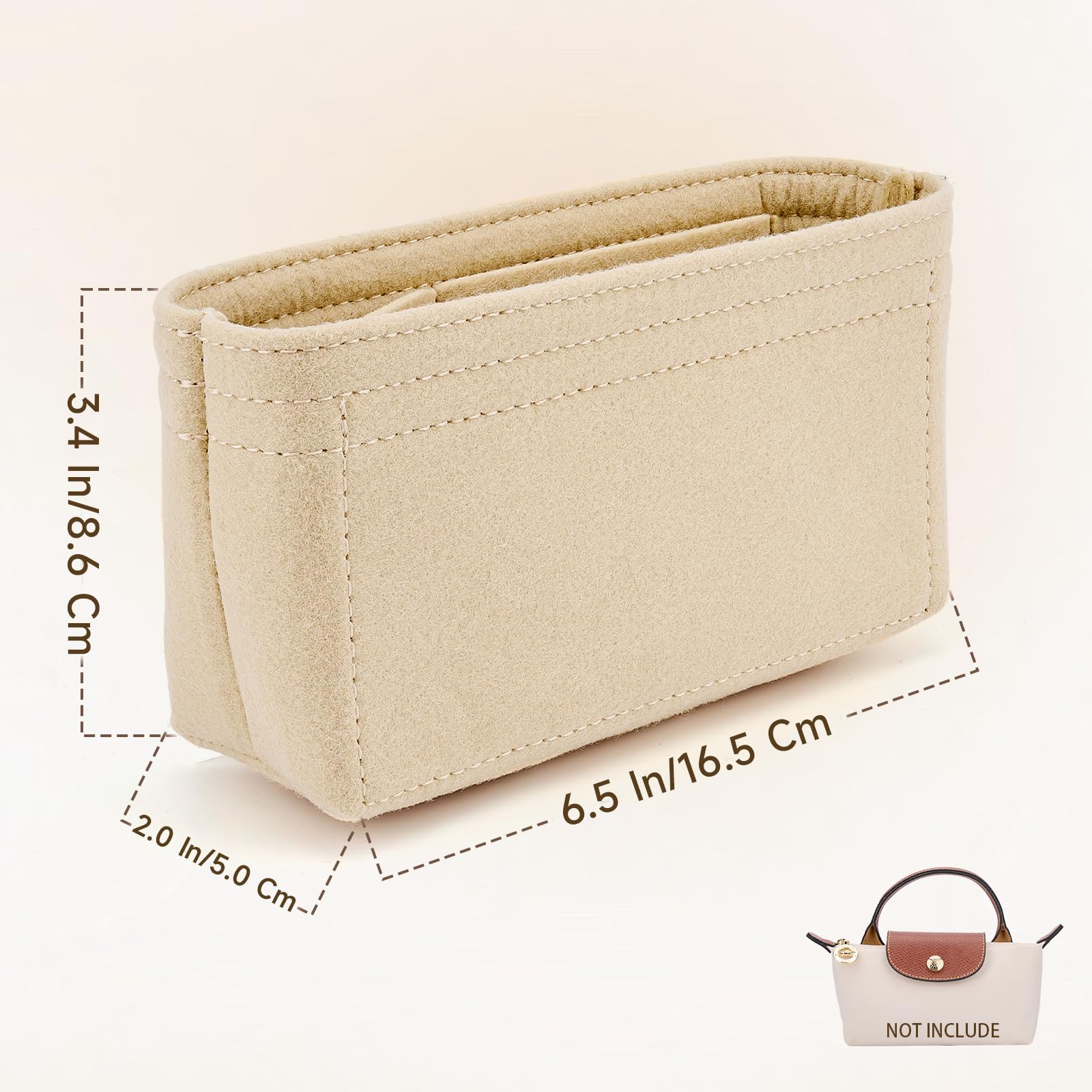 Premium Felt Bag Organizer Insert for Tote Bags & Handbags - Compatible with Longchamp Le Pliage, LV Neverfull, Coach Backpacks - Perfect for Travel, Work & Daily Organization