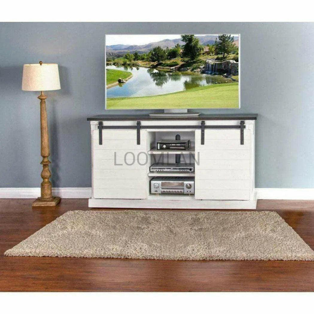 65 Inch TV Stand with Sliding Barn Doors - Rustic Farmhouse Style Media Console for Living Room, Bedroom & Home Theater
