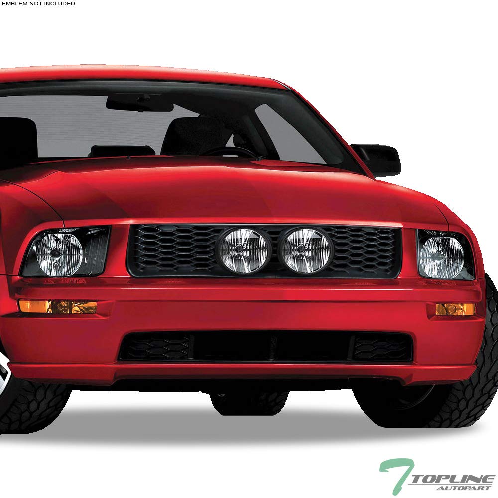 2005-2009 Ford Mustang GT Glossy Black Honeycomb Mesh Front Bumper Grille with Fog Light Holes | Replacement Grill Compatible with Mustang GT | Perfect for Car Upgrades & Customization