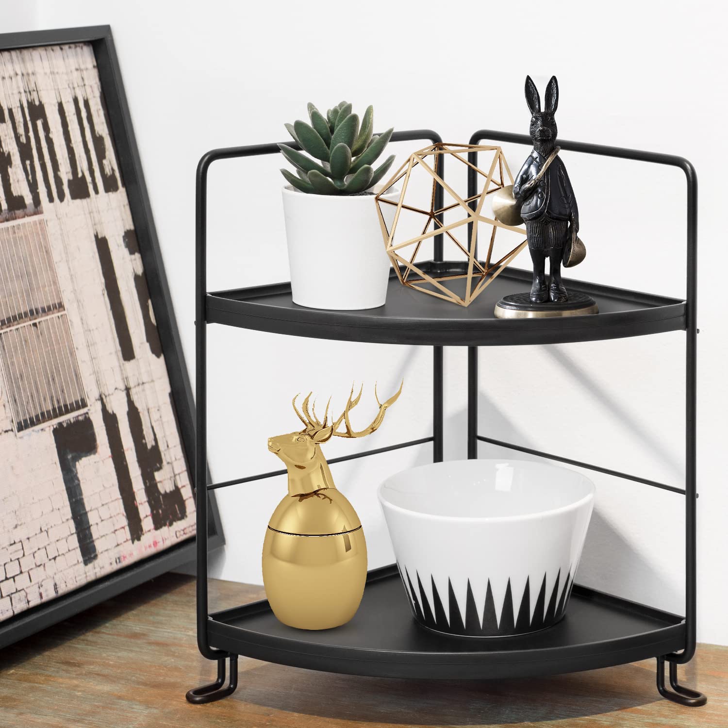 PAFISH 2-Tier Bathroom Organizer Countertop Shelf - Vanity Tray for Makeup, Cosmetics, Perfume & Skincare | Detachable Corner Shelf for Bathroom & Kitchen Storage | Perfect for Small Spaces, Countertop Organization & Home Decor