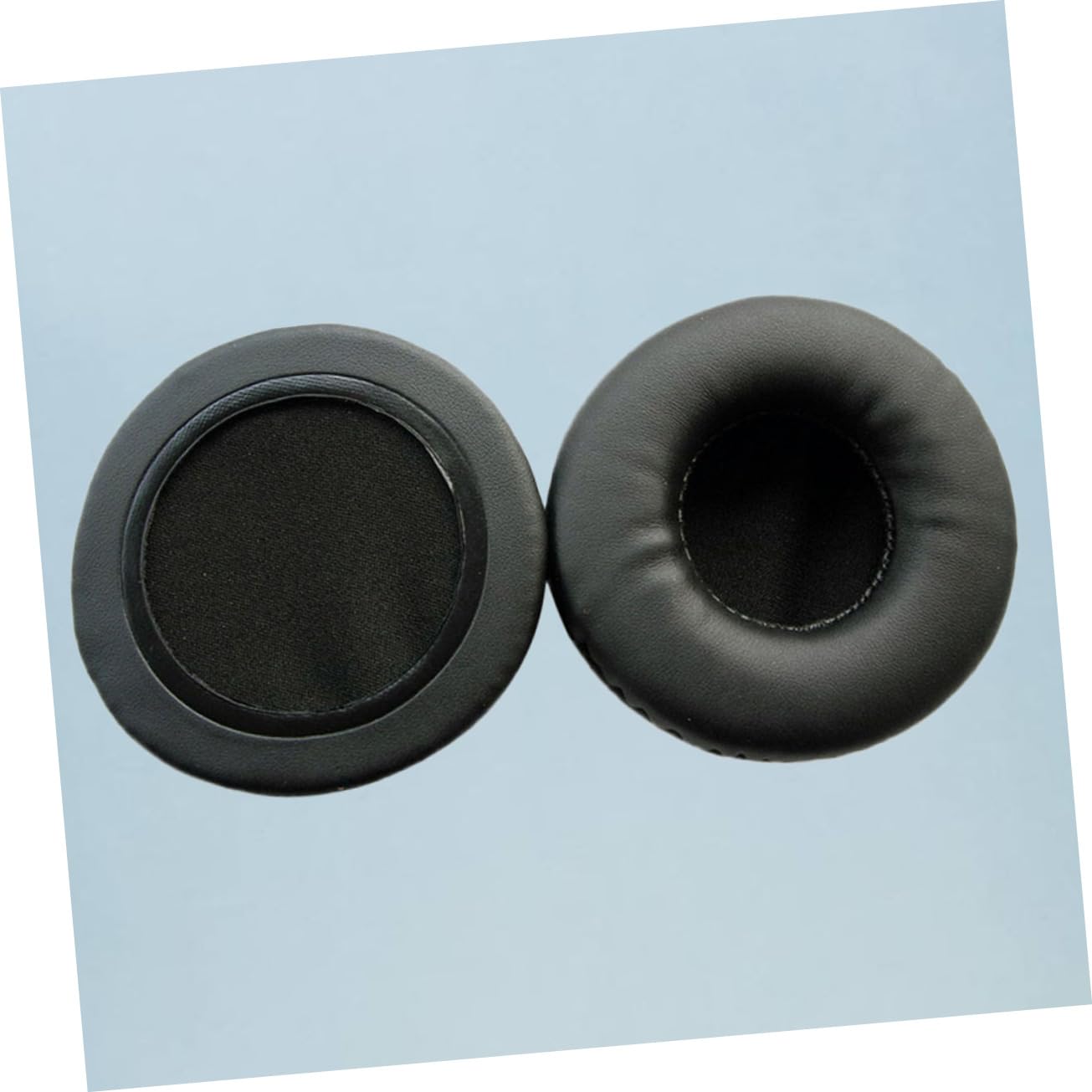 CAXUSD 2 Pack Round Leather Earphone Covers - Noise Reduction Headphone Pads, Comfortable Fit for Headphones (Black) | Perfect for Travel, Work & Home Use