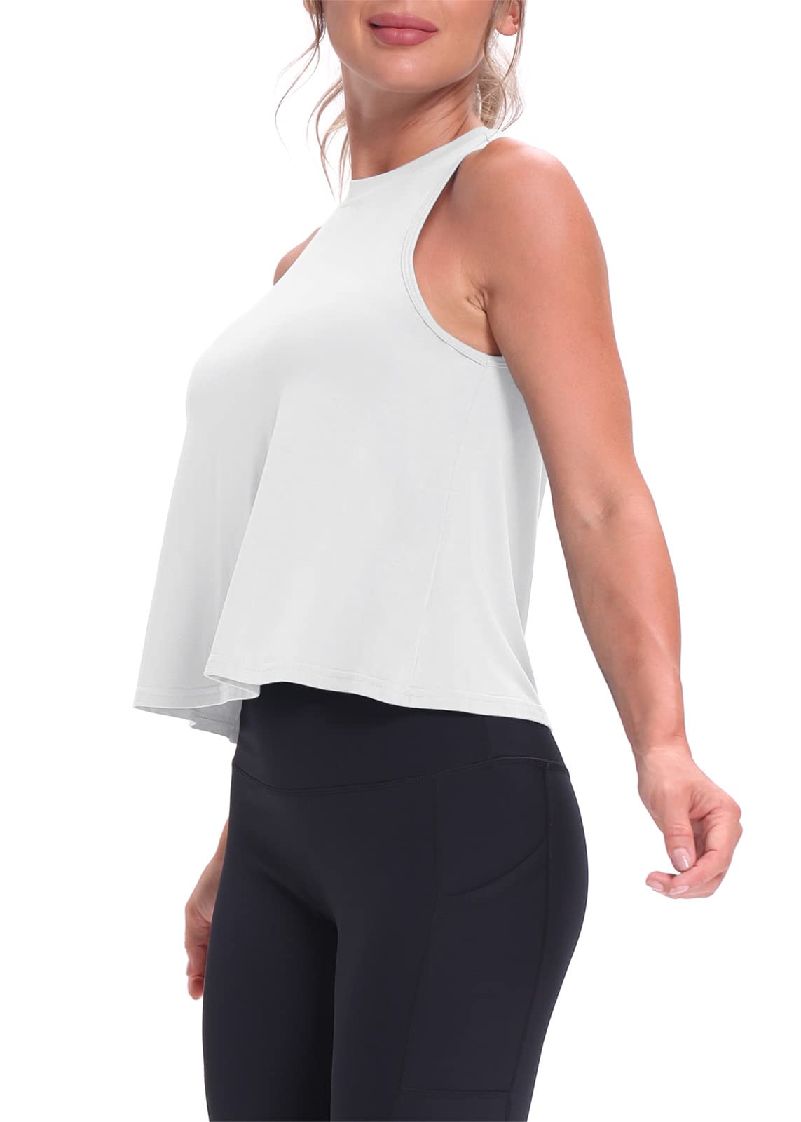 Women's Mippo Crop Tops - Flowy Athletic Tank Top for Workout & Yoga | Breathable Summer Gym Shirts for Running, Fitness & Casual Wear