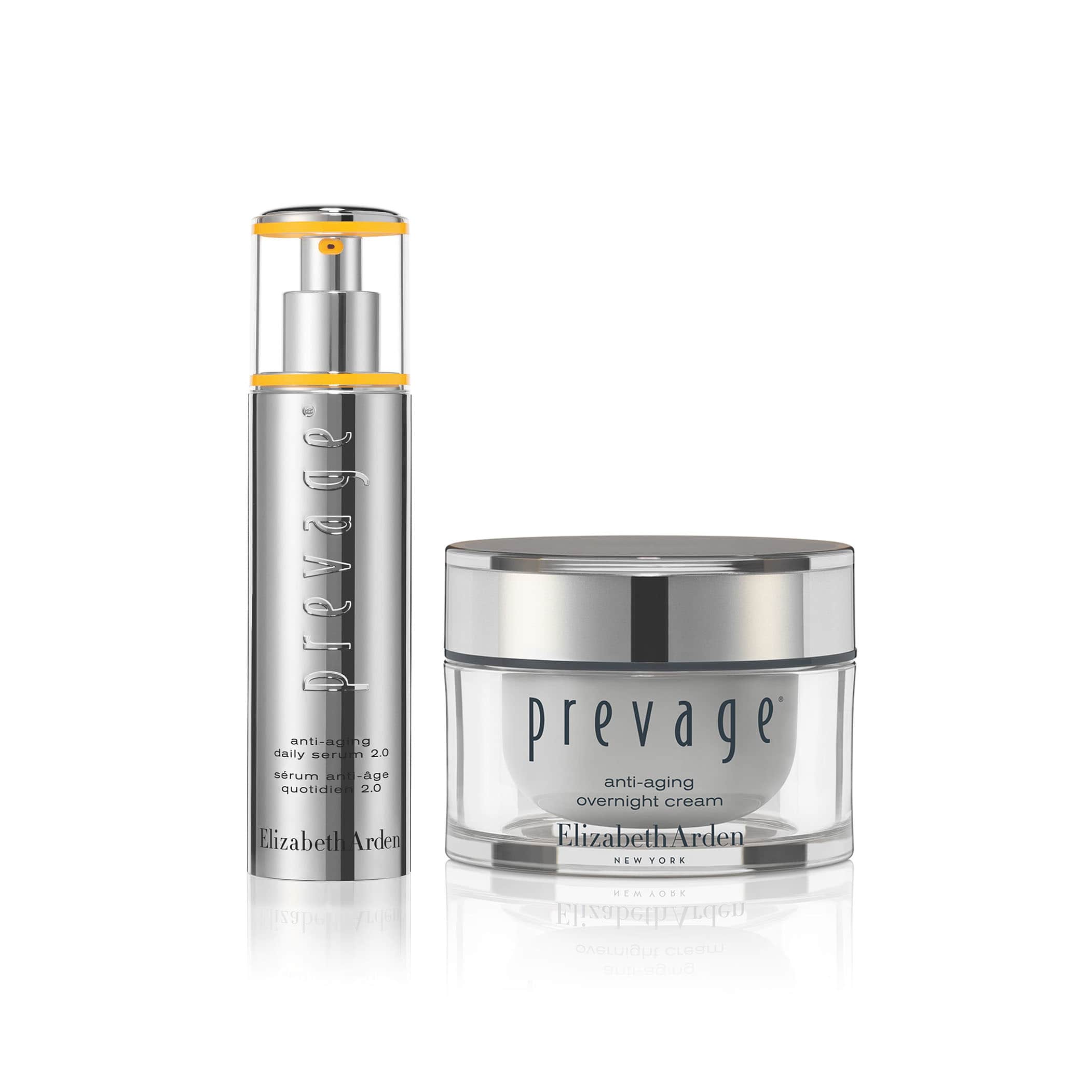 Elizabeth Arden Prevage Anti-Aging Daily Serum 2.0 + Overnight Cream Set - Advanced Skincare for Wrinkles & Fine Lines - Perfect for Nighttime Repair & Daytime Protection