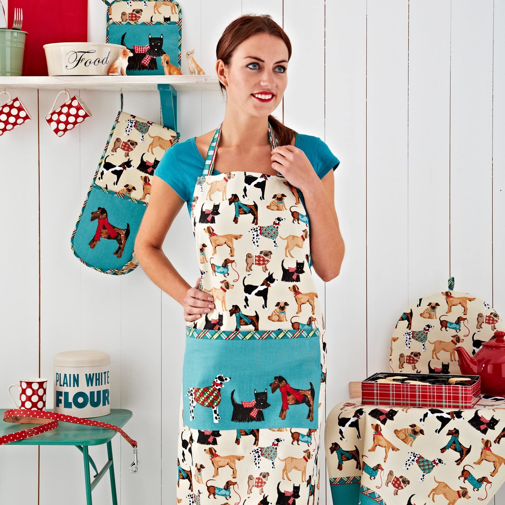 Ulster Weaver Double Oven Glove - Heat Resistant 100% Cotton & Polyester Kitchen Mitts - Machine Washable Baking Gloves for Cooking, Grilling & Serving - Hound Dog Animal Theme Oven Mitts - Ideal for Home Kitchen, BBQ Parties & Holiday Baking