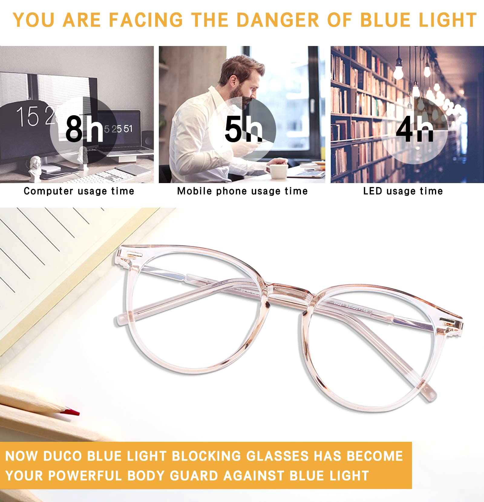 Retro Blue Light Blocking Glasses for Women & Men - Computer & Gaming Use