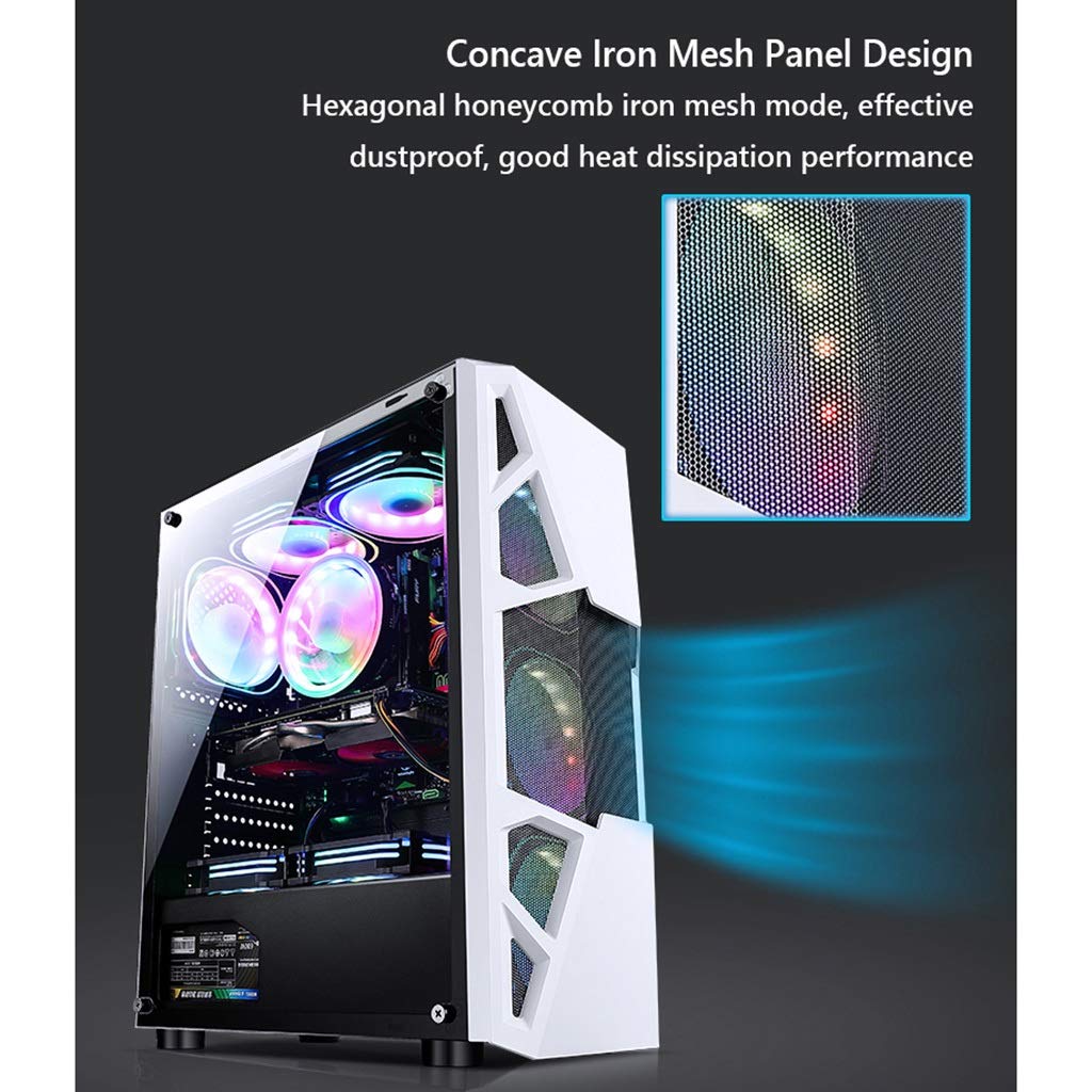 Mid-Tower ATX Gaming PC Case with 15 LED Fans, USB 3.0 Port & Acrylic Side Panel - Supports M-ATX/ITX, Water Cooling Ready (Blue LED, 6 Fan Size) - Perfect for High-Performance Gaming Rigs & Custom PC Builds
