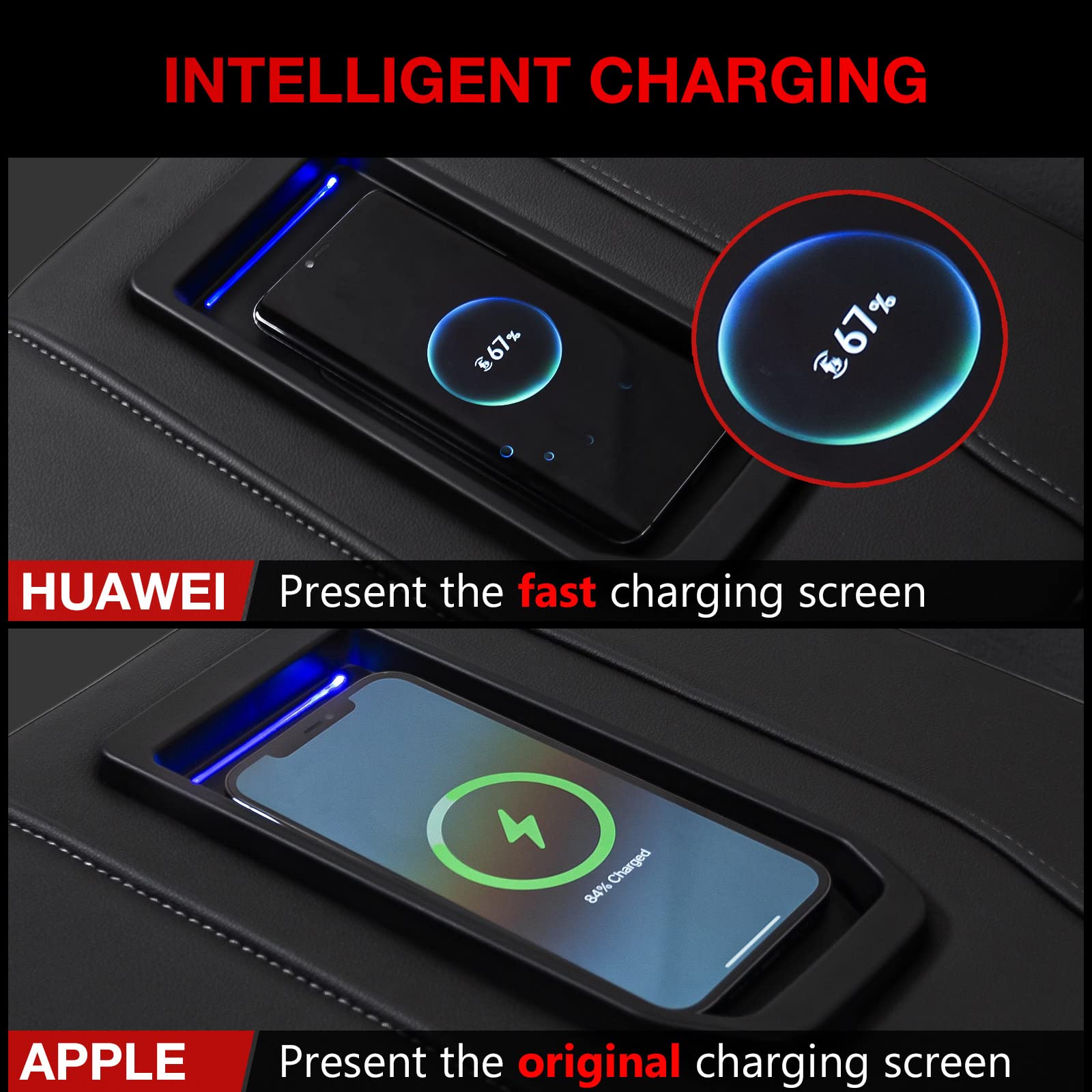 Xipoo 15W Fast Wireless Charger Pad for Chevy Silverado & GMC Sierra (2019-2021) - Center Console Phone Charging Tray | Qi-Certified Fast Charging | Perfect for Road Trips & Daily Commutes