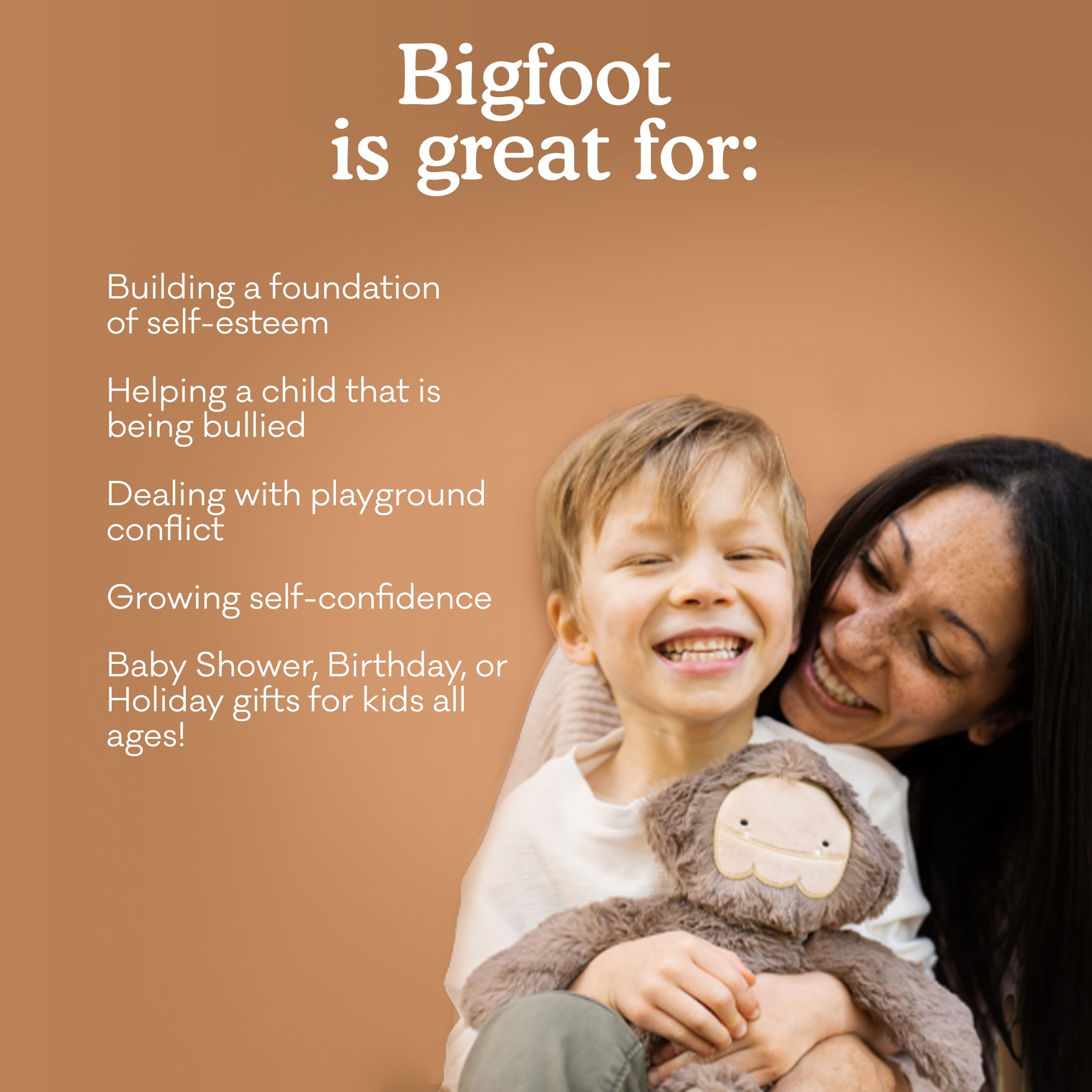 Slumberkins Bigfoot Snuggler Plush Toy & 2 Board Books Set for Kids Ages 0+ | Soft Cuddly Stuffed Animal & Storybooks to Boost Self-Esteem & Emotional Learning | Perfect for Bedtime, Playtime & Building Positive Relationships