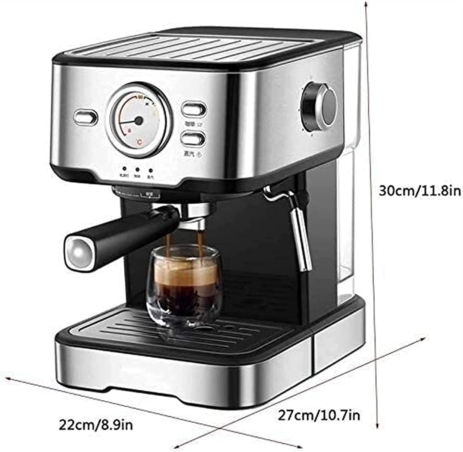 JYYBN 20 Bar Espresso Machine with Milk Frother - Automatic Coffee Maker for Espresso, Latte & Cappuccino - 1.5L Removable Water Tank - Perfect for Home, Office & Coffee Shops
