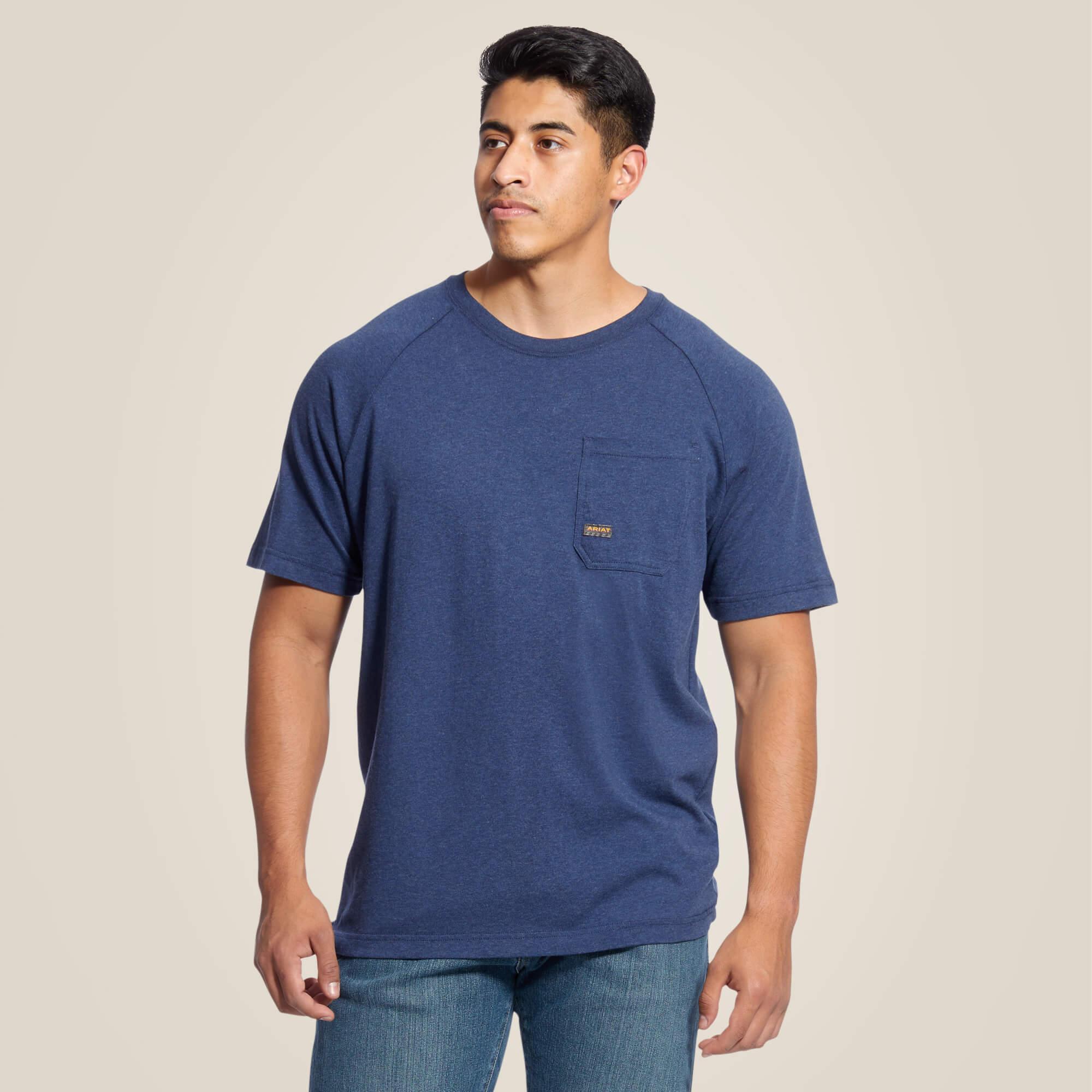 Premium Rebar Cotton Strong T-Shirt for Men - Comfortable Navy Heather Crew Neck Tee - Perfect for Workouts, Casual Wear & Everyday Comfort