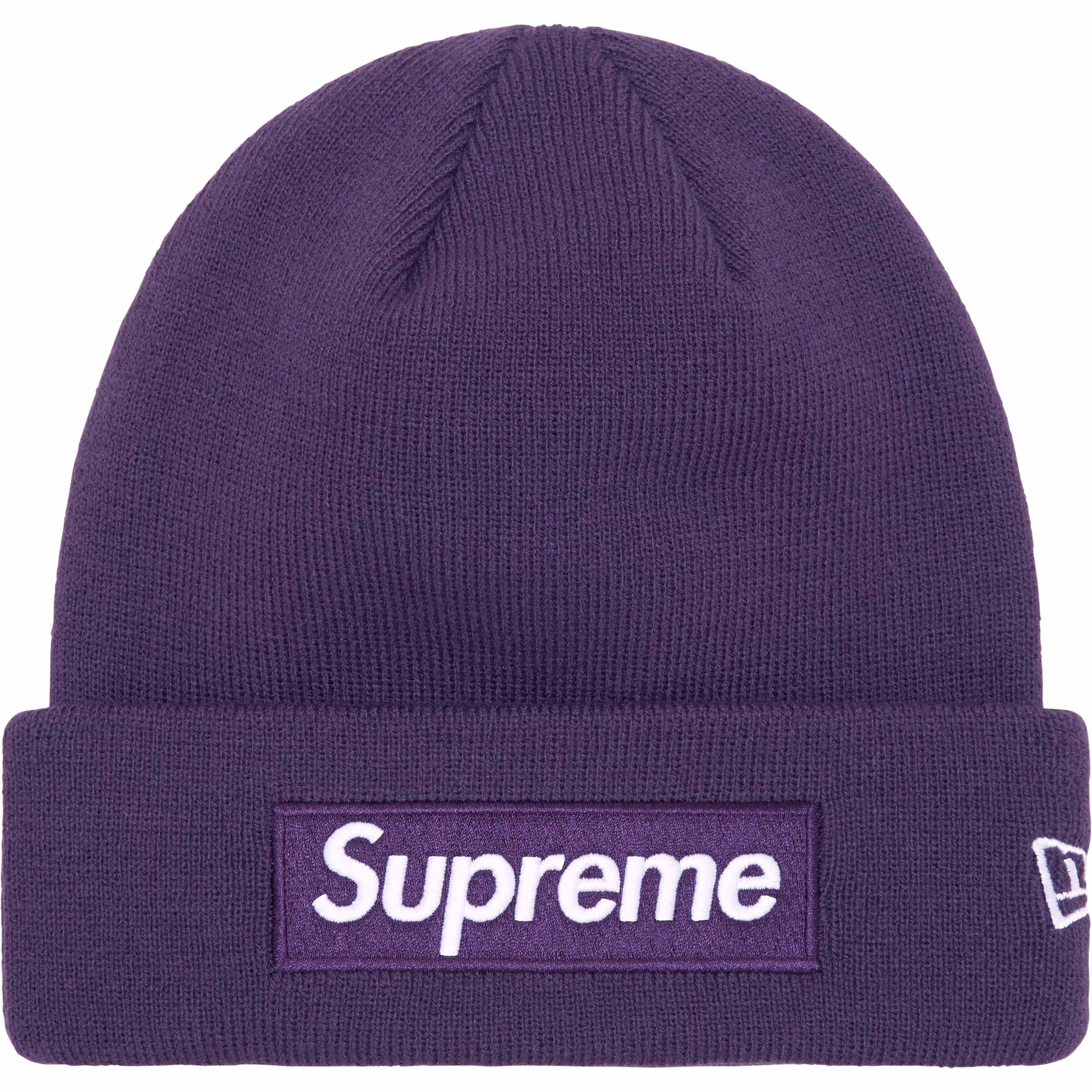 Supreme New Era® Box Logo Beanie - Dark Purple Winter Hat for Men & Women - Perfect for Cold Weather, Streetwear Fashion & Outdoor Activities