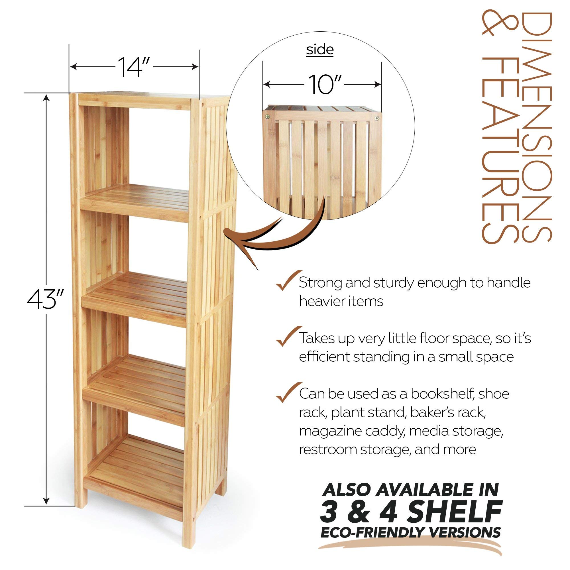 Bamboo Hamper with Dual Compartments & 5-Tier Freestanding Bathroom Organizer Shelf - ToiletTree Premium Bamboo Storage Bundle for Laundry, Towels & Bath Essentials | Space-Saving Bathroom Organization Solution
