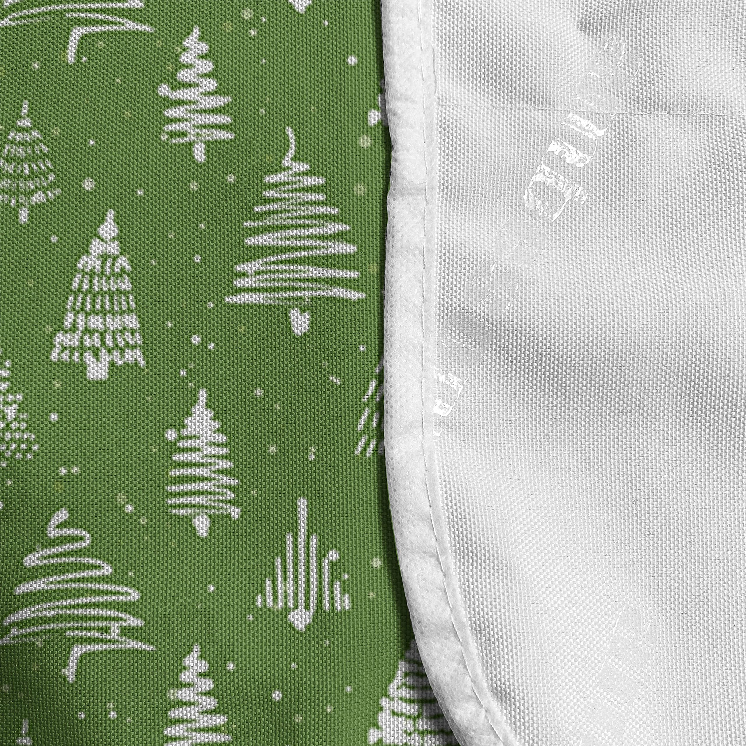 Ambesonne Green Christmas Microwave Cover - Hand Painted Abstract Snowy Pine Trees Design, Waterproof Kitchen Organizer with Pockets, 36 x 12 Inches, White - Perfect for Holiday Decor & Microwave Protection