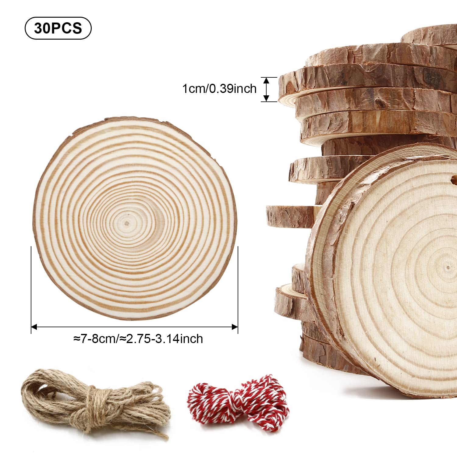 Natural Wood Slices for DIY Crafts - Rustic Wooden Log Discs for Wedding Decor, Centerpieces, and Home Decoration - Perfect for Scrapbooking, Table Numbers, and Rustic Wedding Favors
