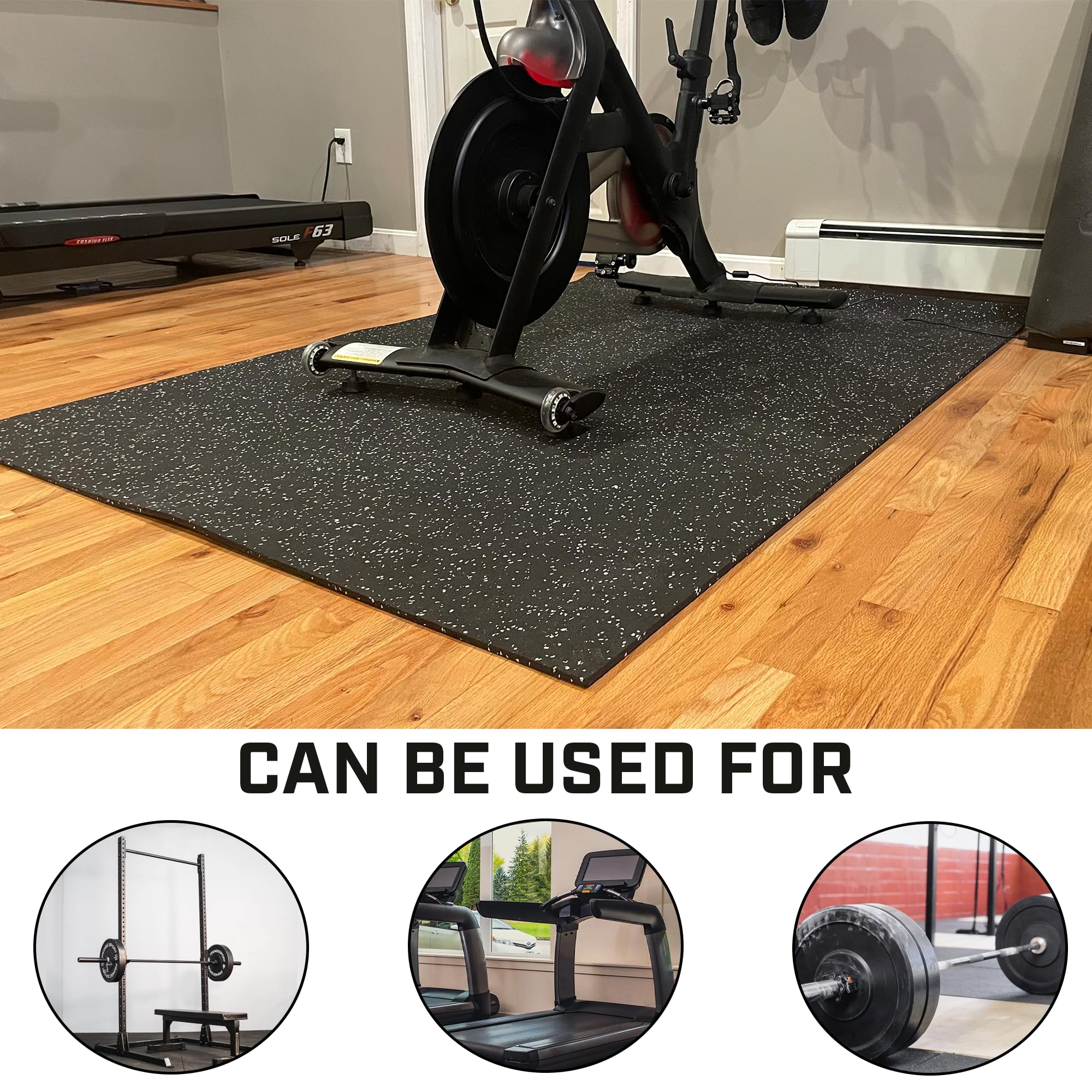 On Deck Sports 8mm Gray Fleck Rubber Flooring Roll (4x6 ft) - Durable Gym Flooring for Home Workouts, Garage Gyms & Fitness Studios