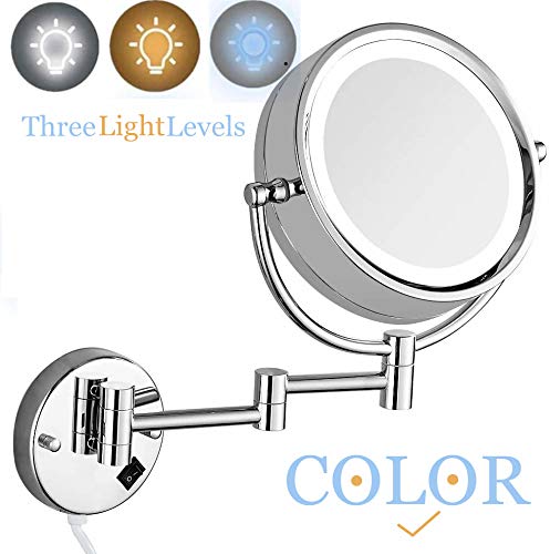 10X Magnification LED Lighted Wall Mount Makeup Mirror - 9 Inch Double Sided, 360° Swivel & 13 Inch Extension, Chrome Finish (Plug-in Power) - Perfect for Vanity, Bathroom & Professional Makeup Application