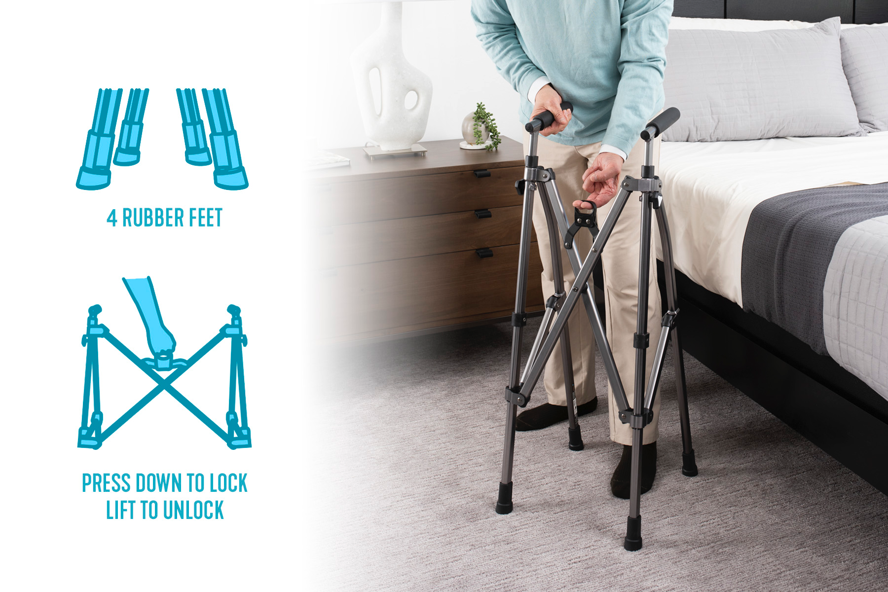 Wonder Walker Lite - Lightweight & Adjustable Mobility Aid for Seniors & Adults - Ideal for Indoor & Outdoor Use, Travel, and Recovery
