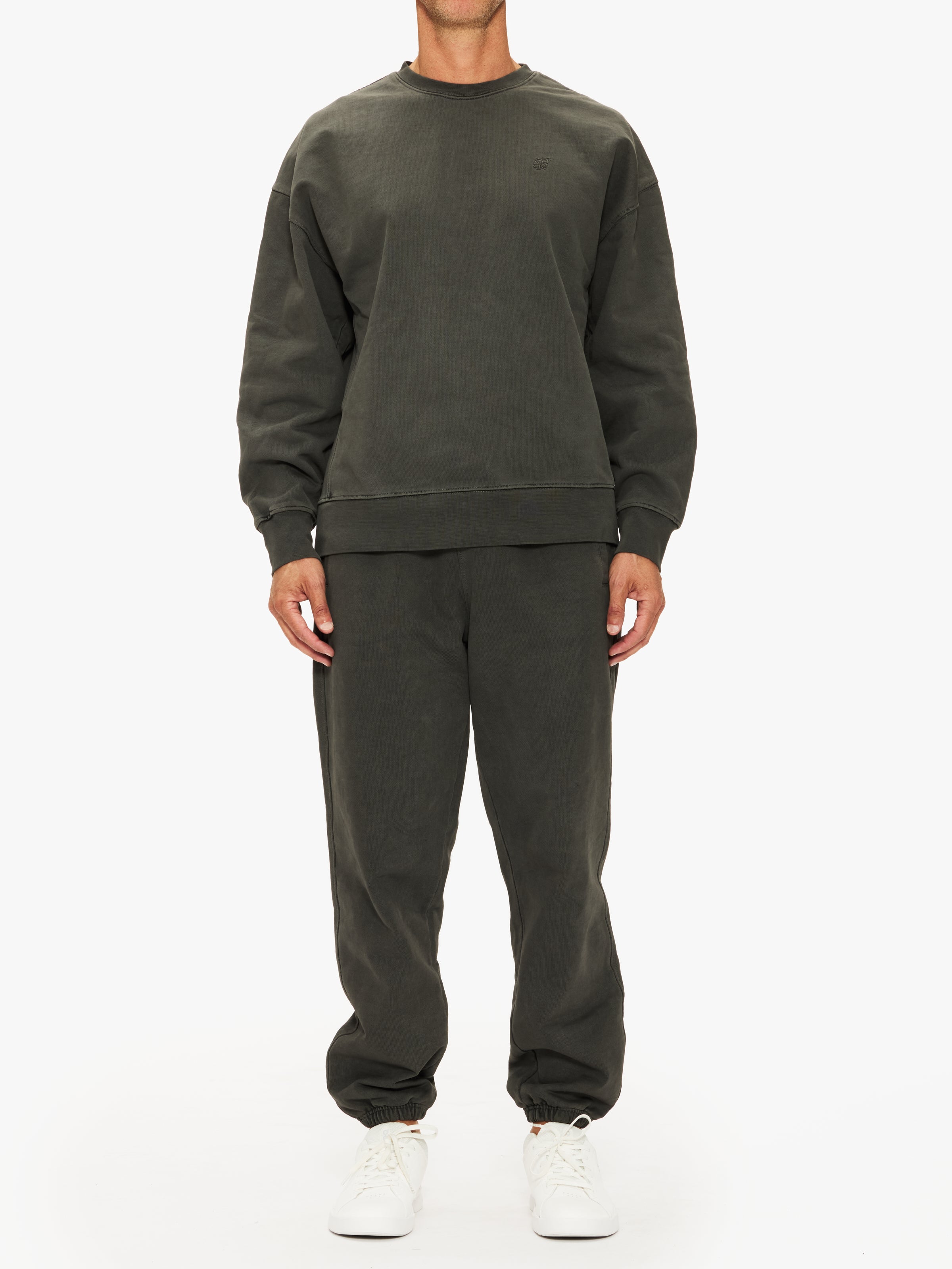 Saturdays Ari Pigment Dyed Crewneck Sweatshirt for Men - Soft Vintage Washed Cotton Pullover for Casual Wear & Street Style