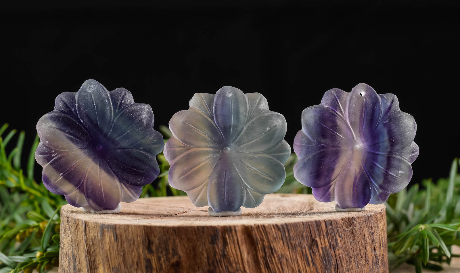 Rainbow Fluorite Crystal Pendant Necklace - Handmade Healing Stone Jewelry with Flower Carving - Natural Gemstone Gift for Meditation, Energy Healing & Spiritual Protection (E1529)