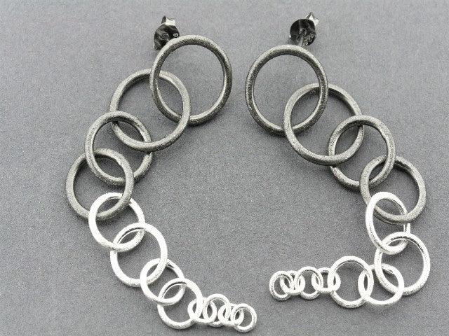 Circular Chain Reaction Earrings for Women - Silver & Oxidized Style - Perfect for Parties, Weddings, and Everyday Fashion