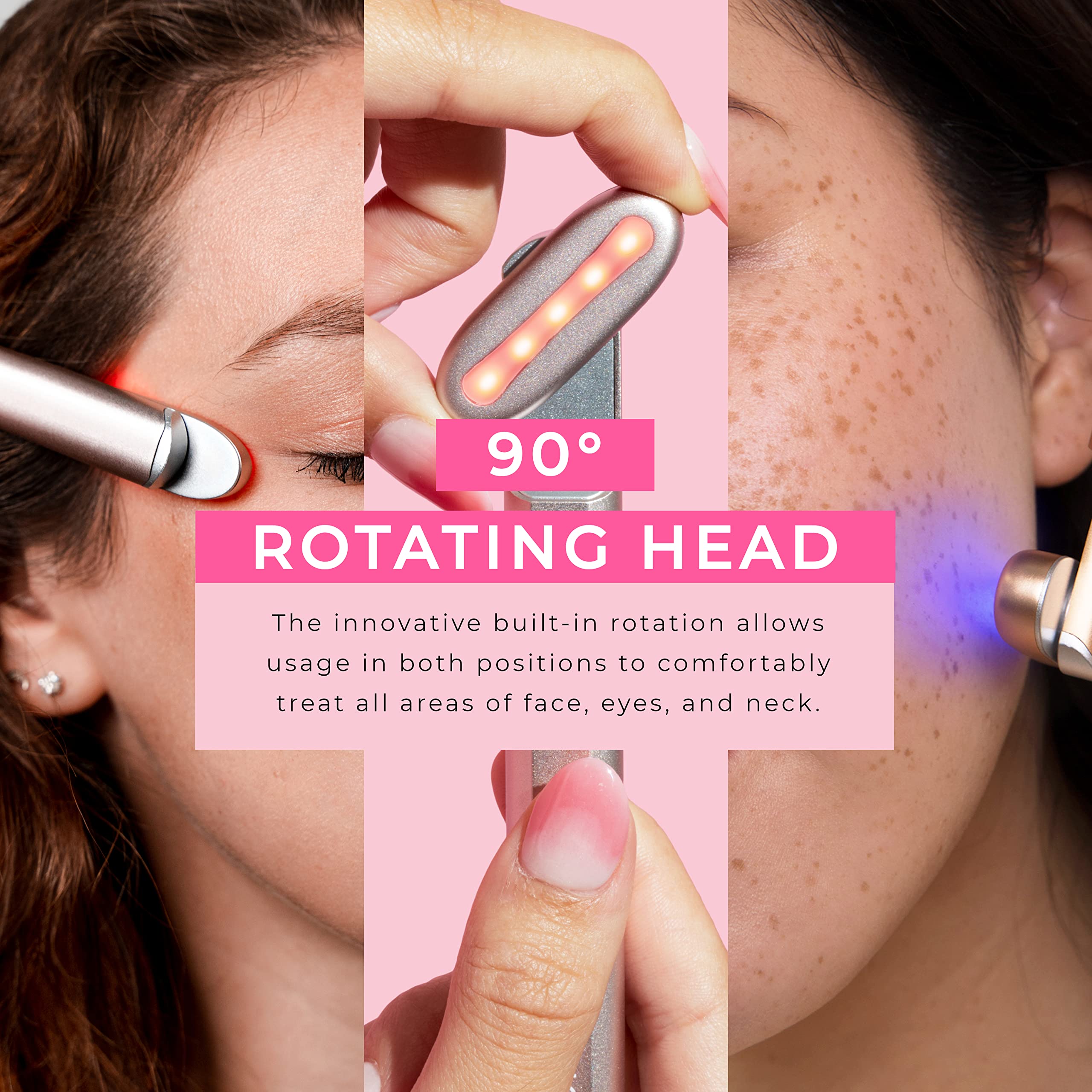 5-in-1 Dual Color Facial Skincare Wand Kit - Rose Pink Face & Eye Massager for Anti-Aging, Puffiness Reduction & Relaxation | Perfect for Home Spa, Travel & Self-Care Routine