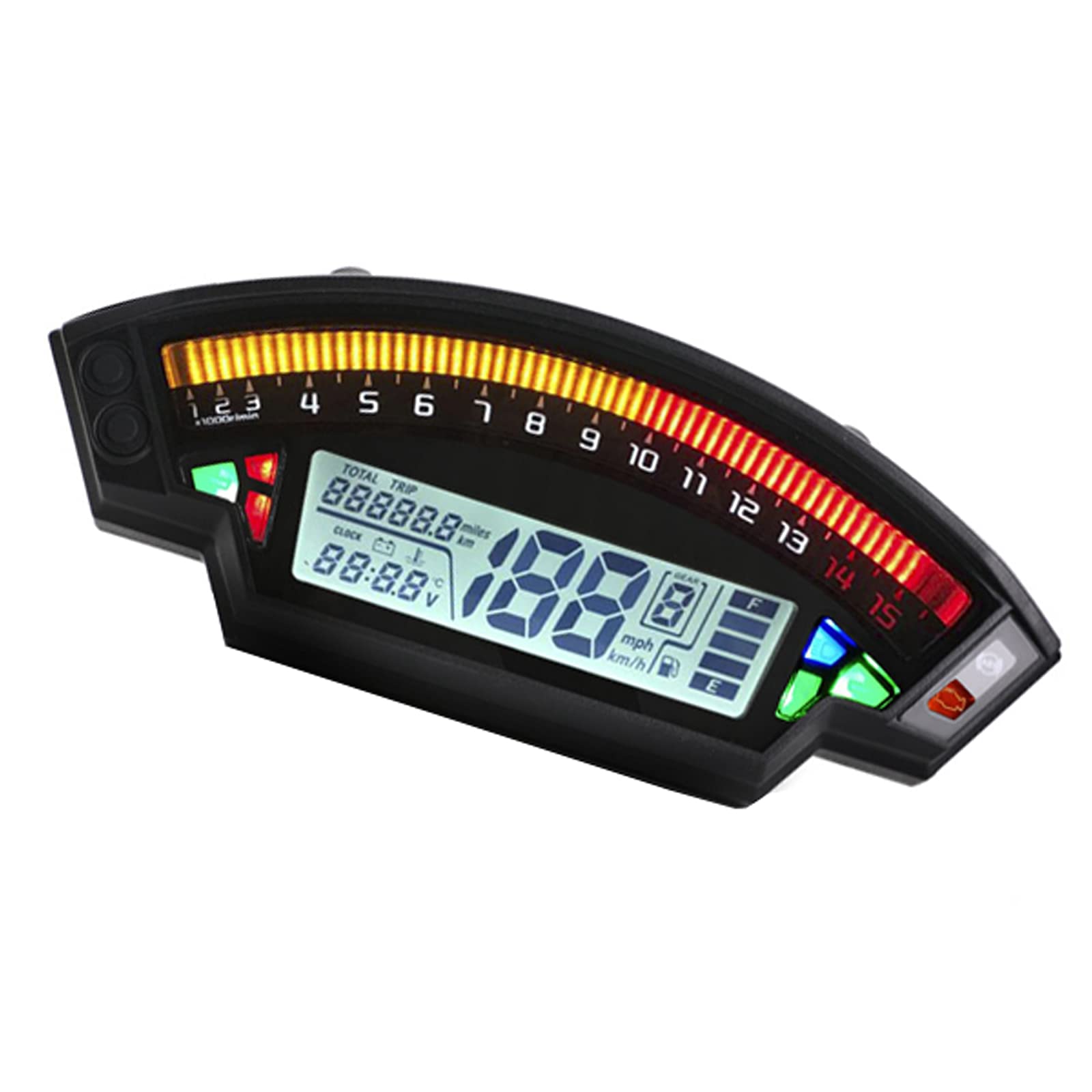 Universal Motorcycle LCD TFT Digital Speedometer - 14000RPM, 6 Gear Backlight Odometer for 1/2/4 Cylinder Bikes | Perfect for Street Bikes, Cruisers & Touring Motorcycles