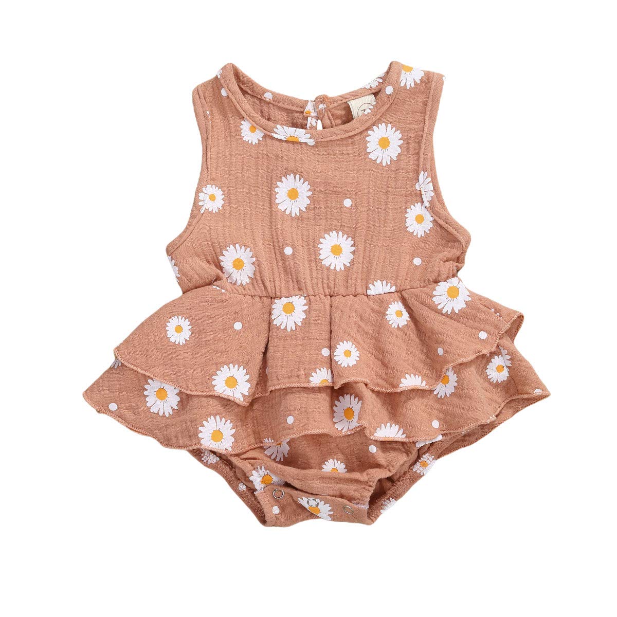 Newborn Baby Girl Sleeveless Floral Romper Bodysuit with Tutu Skirt - Soft Summer Outfit for Photoshoots, Parties & Playtime