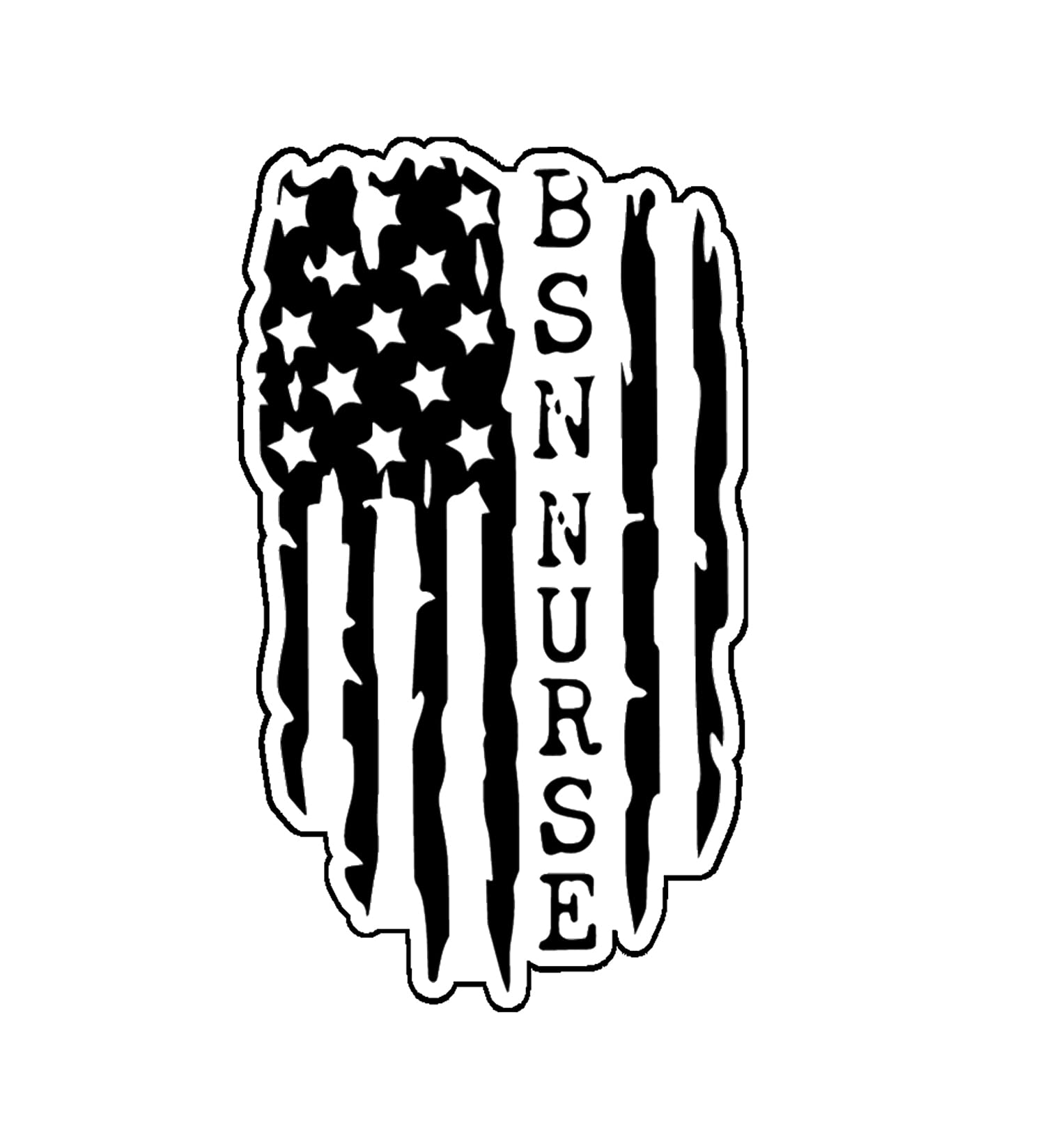 BSN Nurse Decal - Distressed American Flag Vinyl Sticker for Tumblers, Laptops & Car Windows - WickedGoodz Premium White Vinyl - Perfect for Nurses Week Gifts & Medical Professional Appreciation