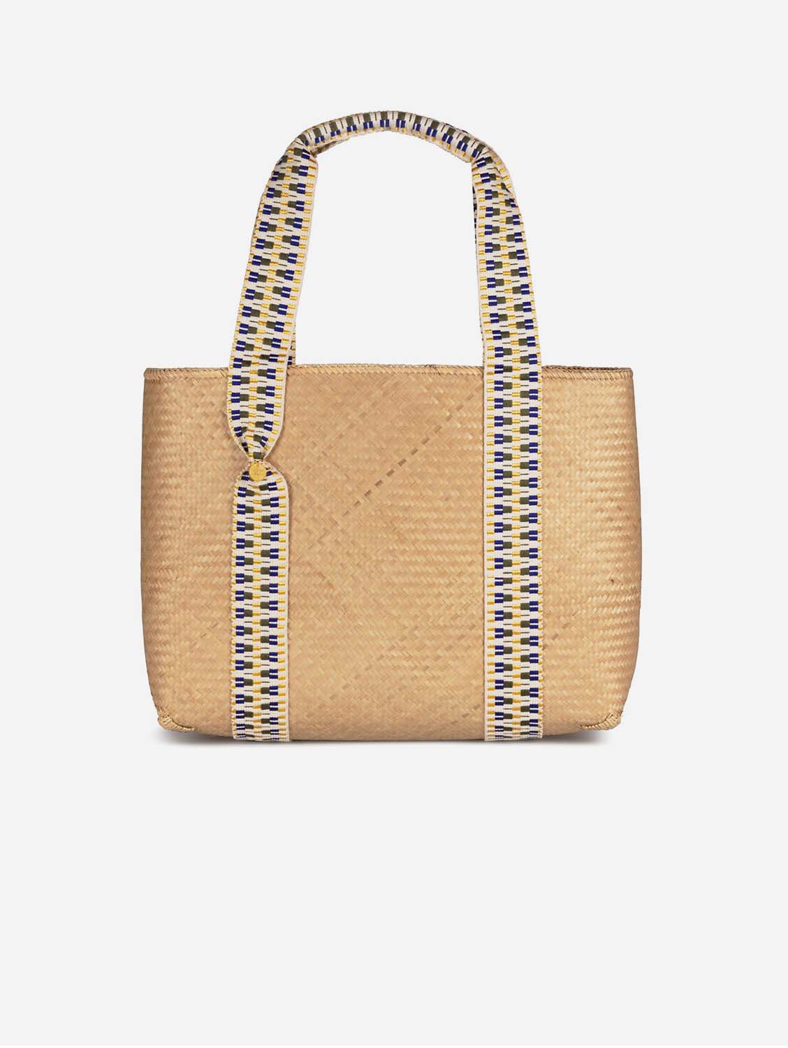 Eco-Friendly Mentawai Handwoven Bamboo Vegan Tote Bag - Medium Size in Natural & Gold Colors | Perfect for Beach, Shopping & Sustainable Fashion