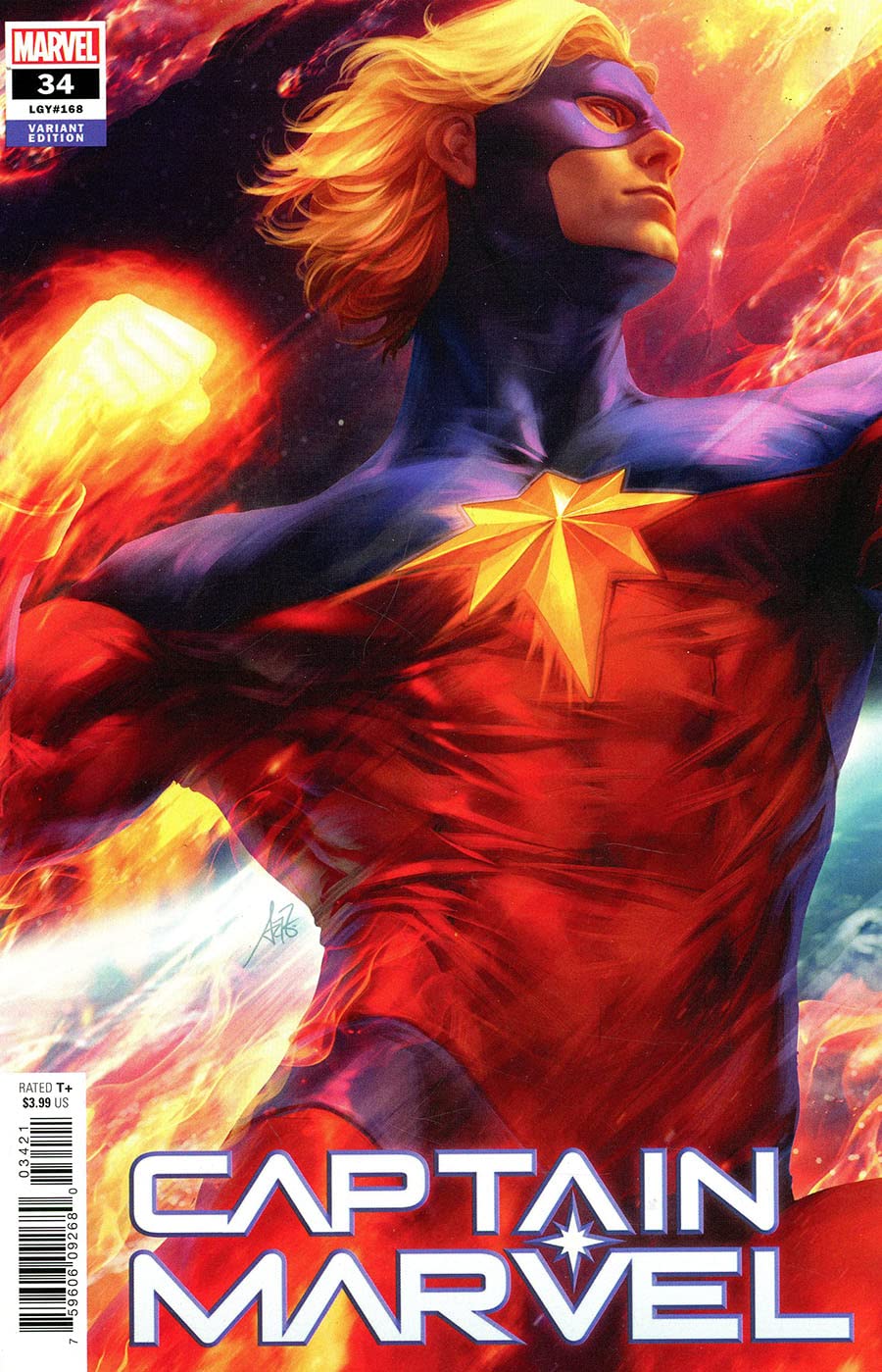 Captain Marvel (11th Series) #34A VF/NM Marvel Comic Book - 168 Artgerm Variant | Collectible Superhero Comics for Fans & Investors | Perfect for Display, Gifts & Comic Collections