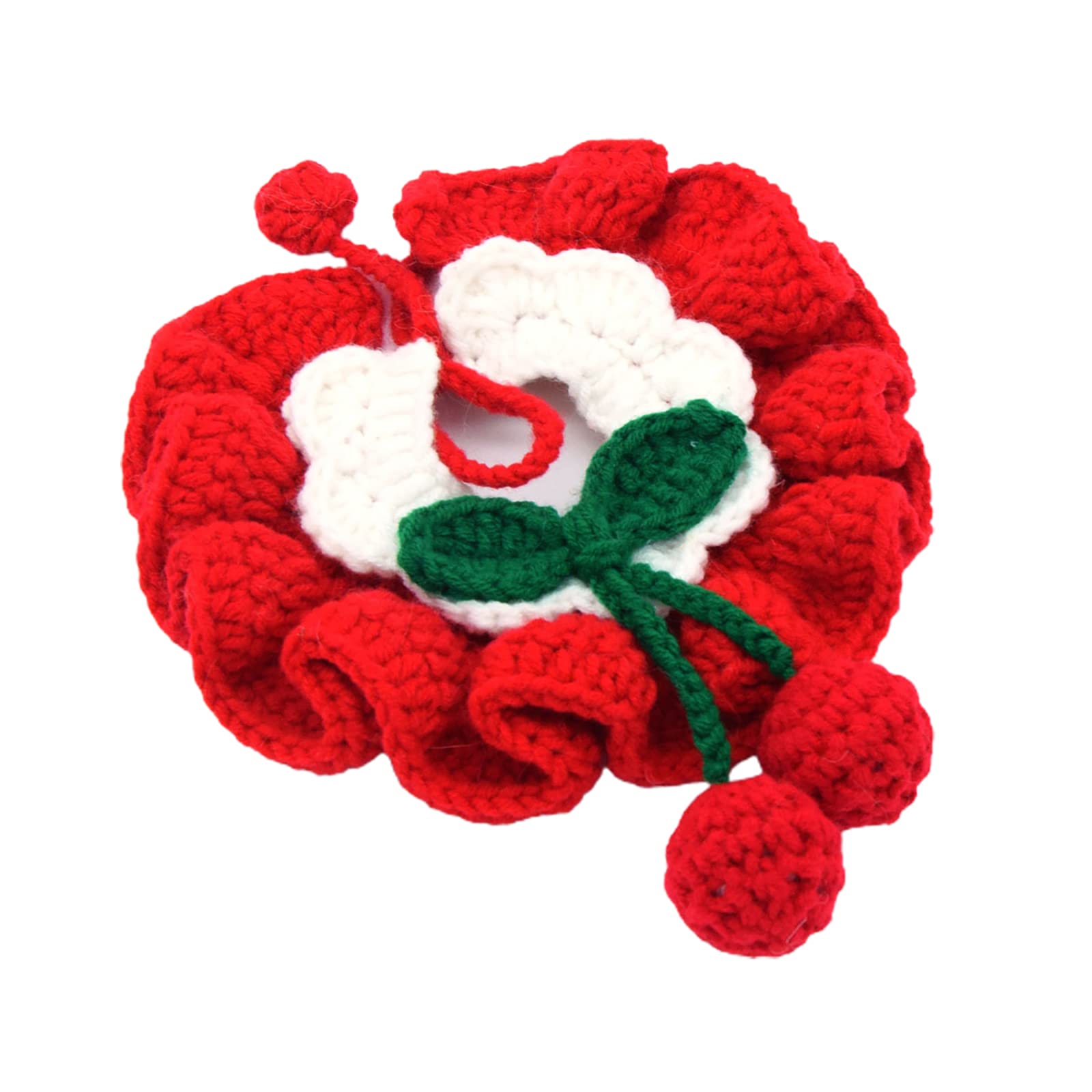 Handmade Knit Cat and Dog Collar - Cute Woolen Pet Bibs, Christmas Costume Accessories for Cats & Dogs - Perfect Gift for Pet Lovers (Red, Size L 30-35cm) - Ideal for Holiday Photos, Pet Parties & Cozy Winter Outfits