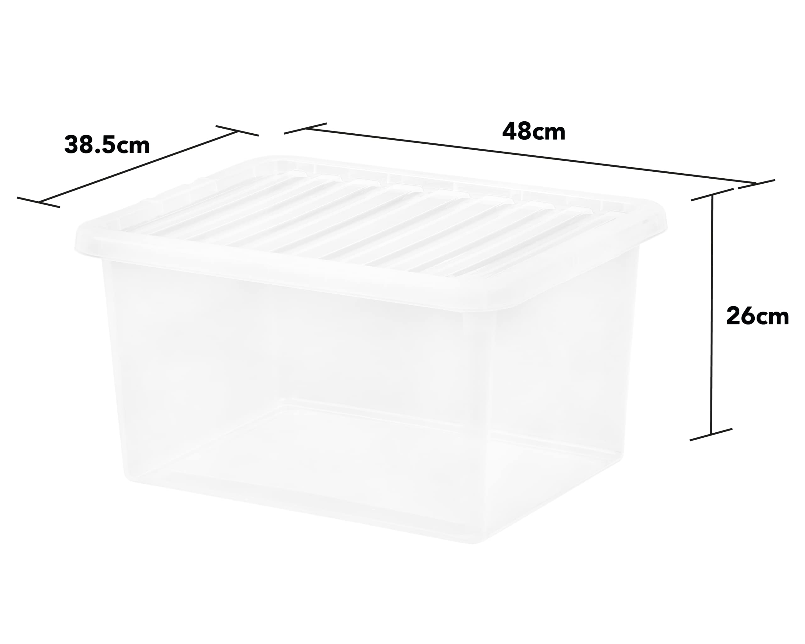 Clear Plastic Storage Boxes with Lids - Set of 5 Stackable & Nestable 35L Organizers (18.9