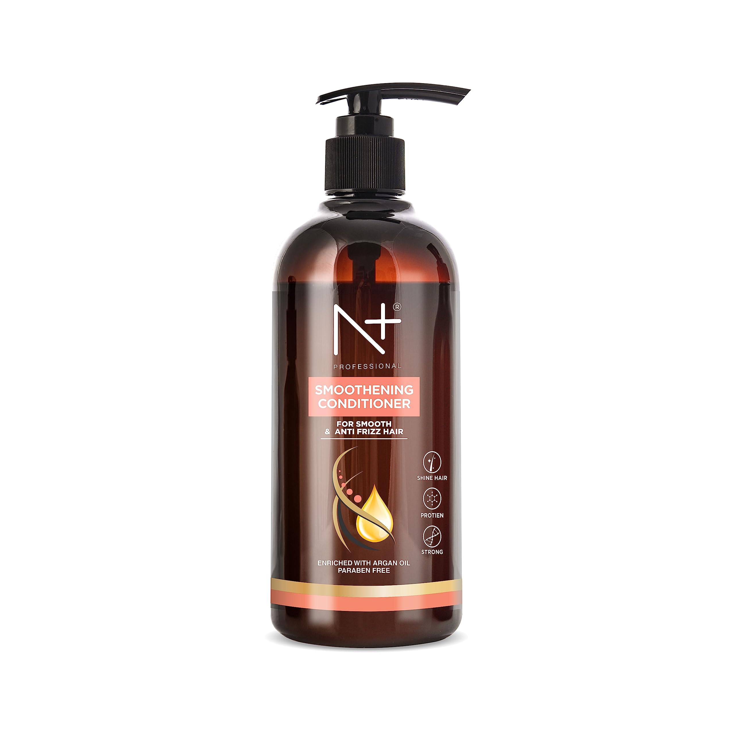 N PLUS Professional Smoothening Conditioner with Argan Oil - Anti Frizz Hair Treatment for Smooth, Silky Hair - Paraben Free & Sulfate Free - Perfect for Daily Use, Salon Quality Results at Home
