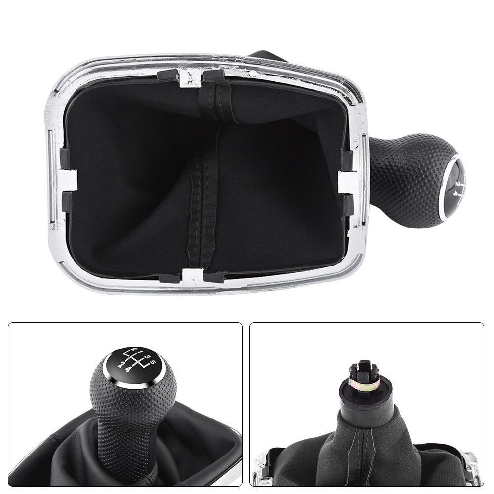 Qiilu 5-Speed Manual Shift Knob & Gearstick Gaiter Boot Kit - Compatible with VW Golf 4 (1999-2004) - Perfect for Car Interior Upgrade & DIY Installation