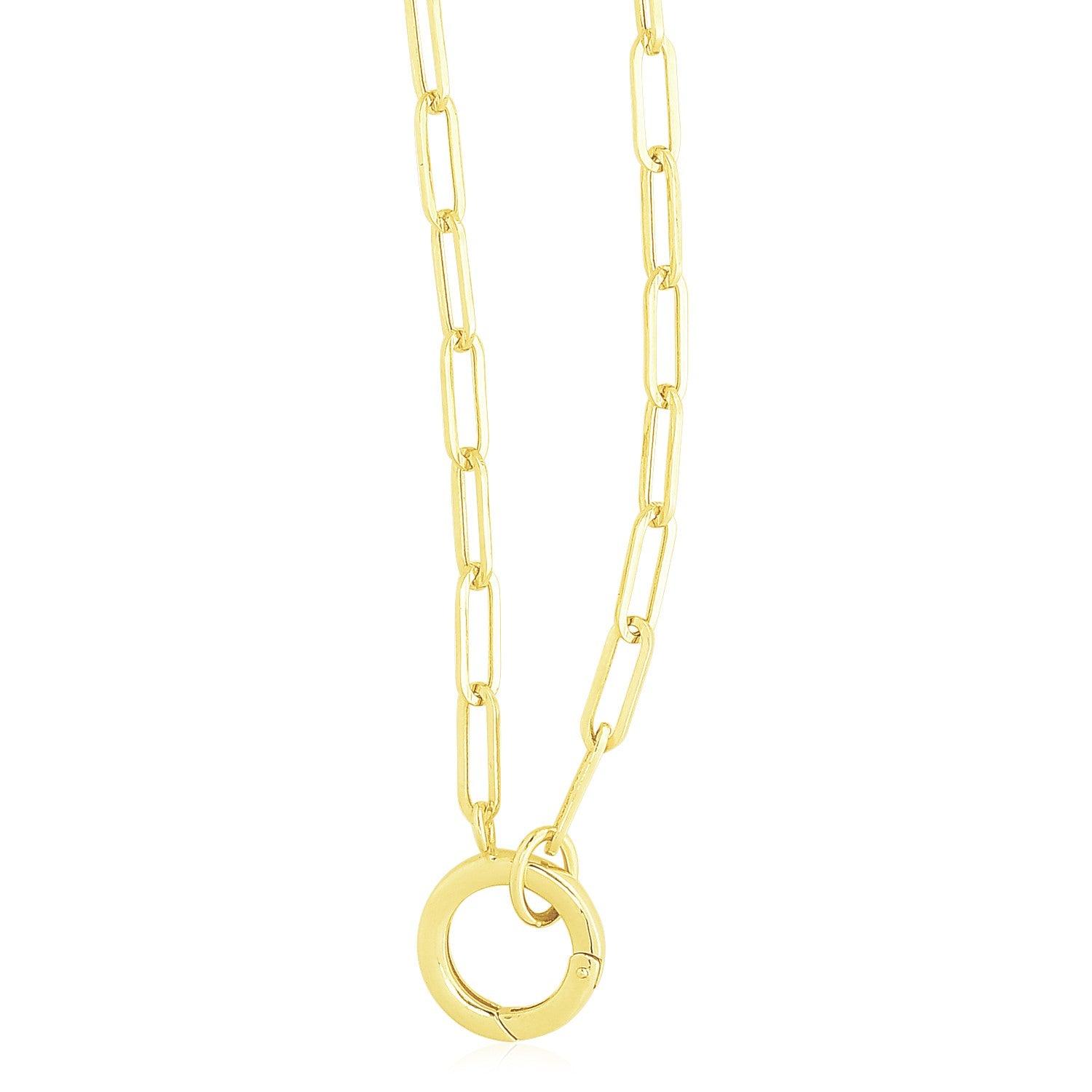 14K Yellow Gold High Polish Invisible Paperclip Clasp Necklace - Elegant & Secure Jewelry for Everyday Wear, Special Occasions & Gifts