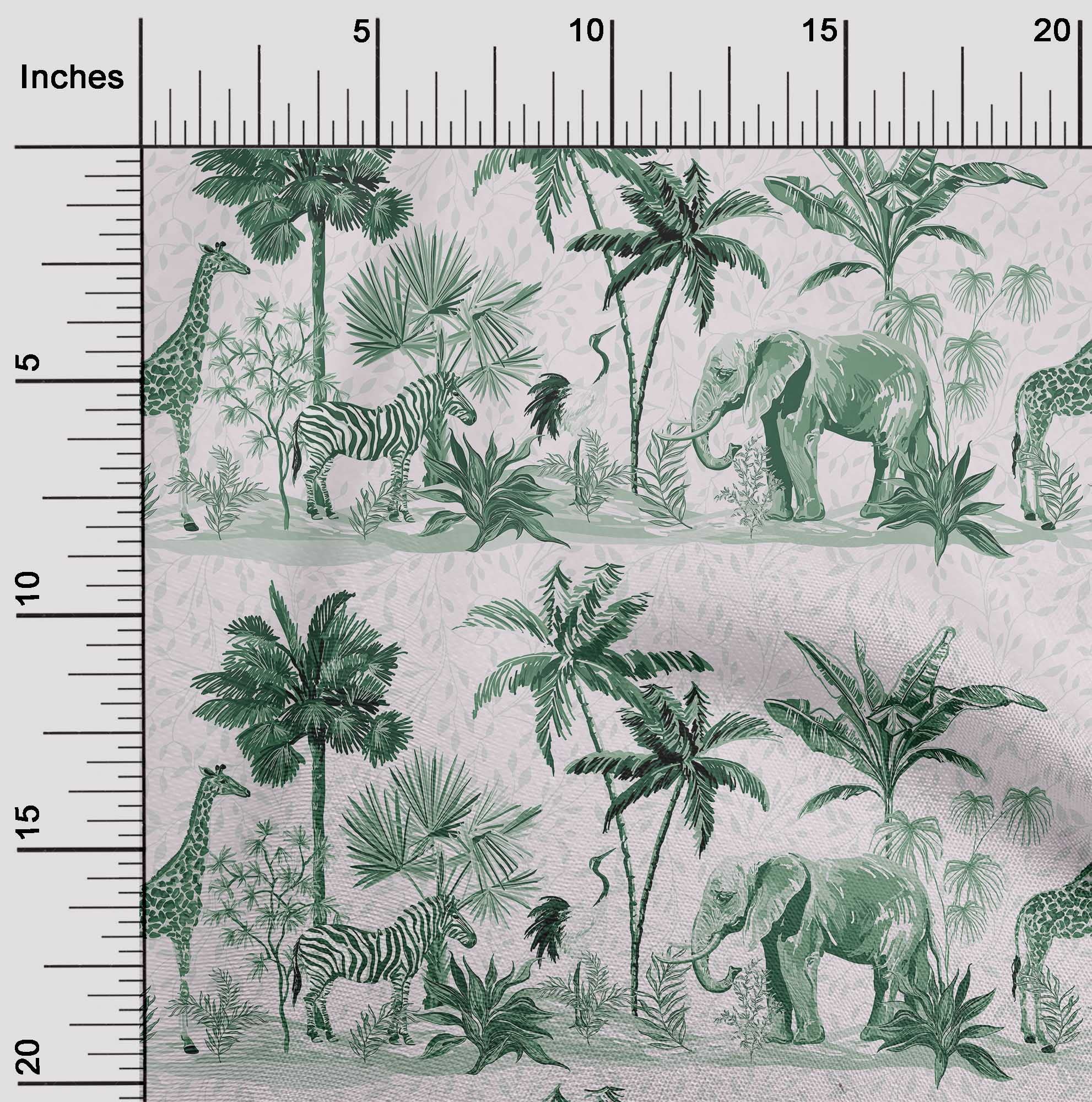 oneOone Rayon Green Tropical Print Fabric - 56 Inch Wide for DIY Clothing, Dresses, Skirts & Home Decor Sewing Projects | Premium Quality Sewing Supplies by The Yard