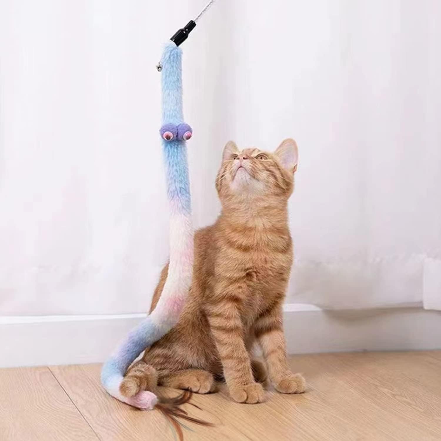Interactive Cat Toys 3-Pack - Rainbow Wand, Feather Flips & Plush Ball for Indoor Play - Stimulating Teaser & Chase Exercise for Kittens - Perfect for Bonding, Playtime & Keeping Cats Active (Pack of 3)