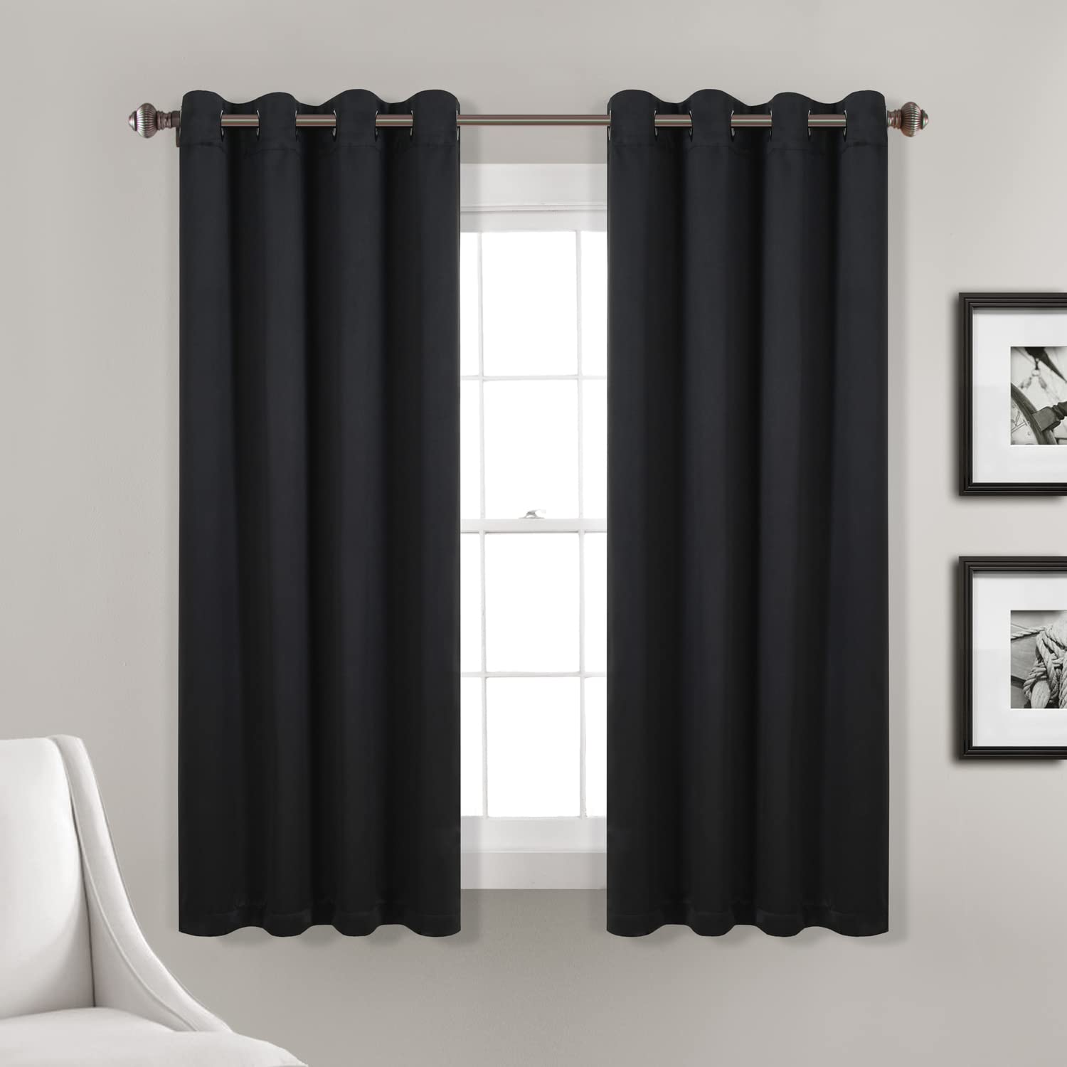 Lush Decor Blackout Curtains 52x63 Inch - Modern Window Panels for Living Room & Bedroom
