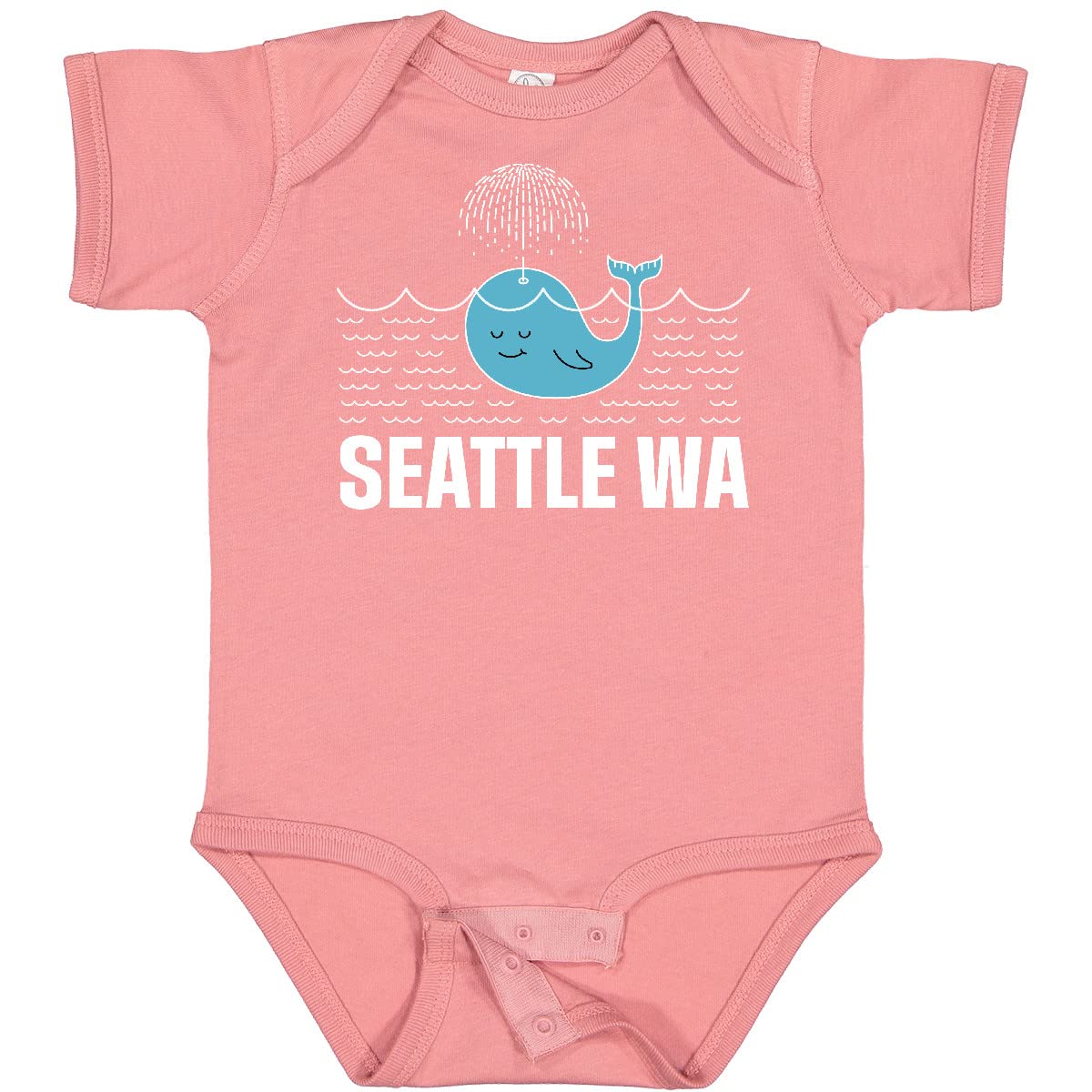 Inktastic Seattle Washington Cute Whale Travel Baby Bodysuit - Adorable Whale Design for Infants, Perfect for Travel, Vacation & Everyday Wear