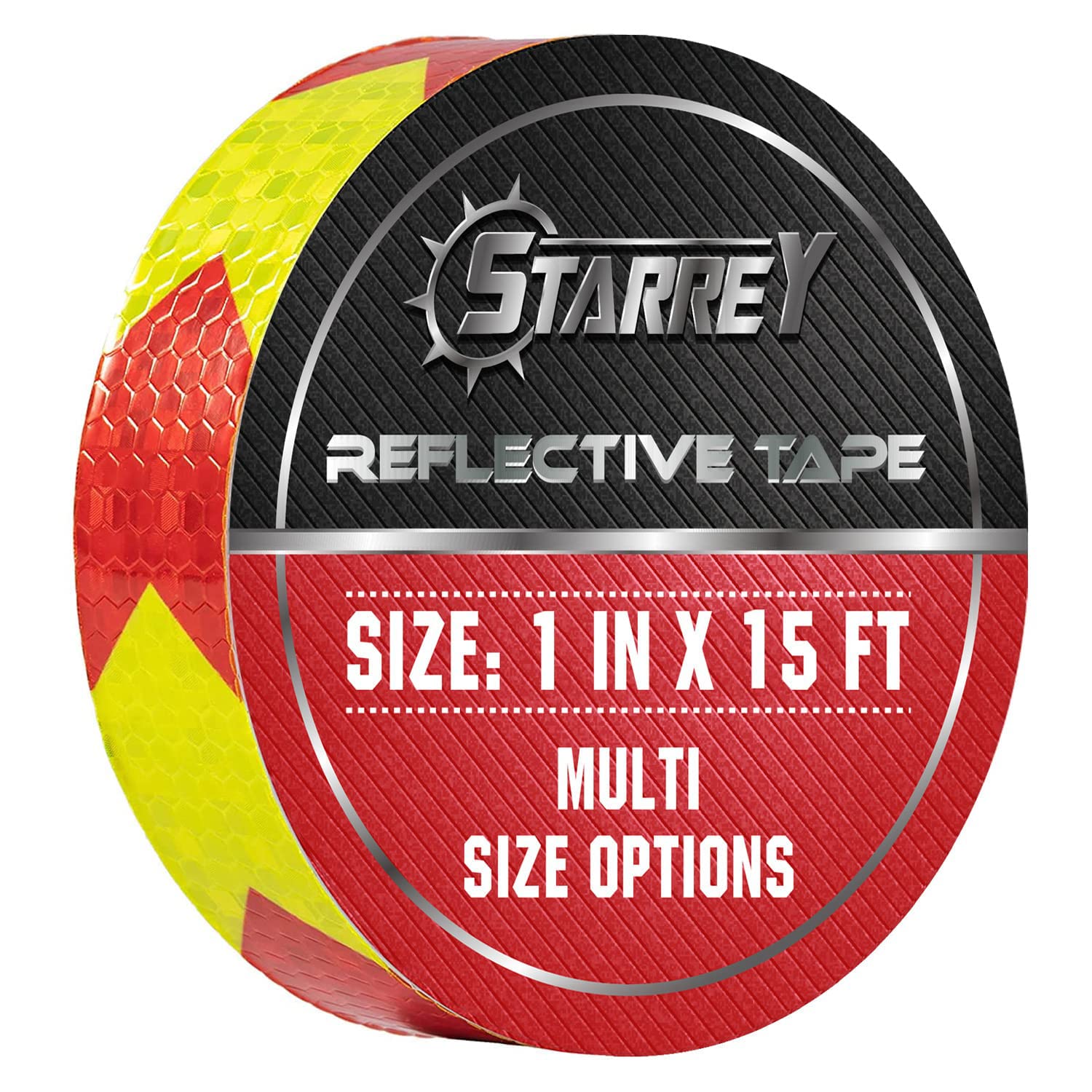 Red & Yellow Reflective Tape 1 in x 15 FT - Waterproof Self-Adhesive Safety Tape for Trucks, Trailers & Cars - High Visibility Conspicuity Tape for Night Driving & Roadside Emergencies