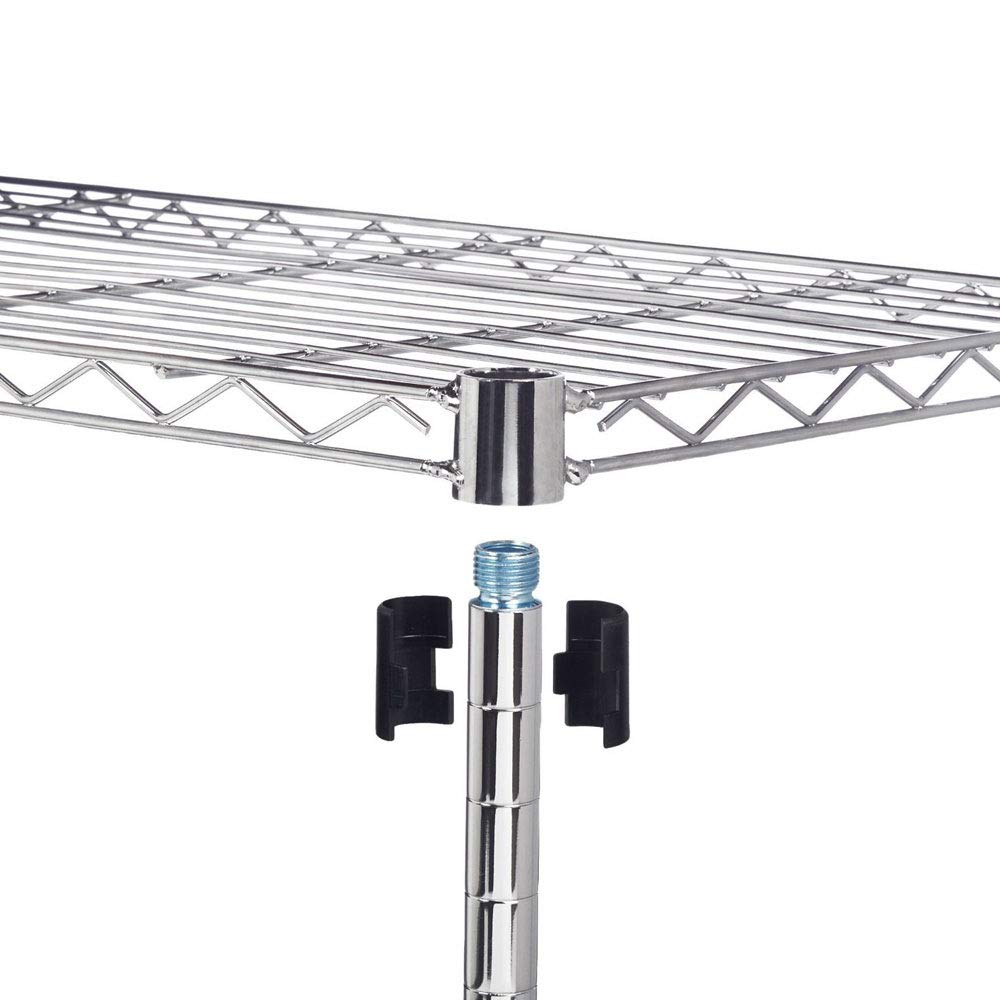5-Tier Adjustable Metal Storage Shelf - Heavy Duty Wire Shelving Unit for Pantry, Closet, Kitchen, Laundry & Bathroom Organization (Silver) - Perfect for Home Storage, Garage Shelving, and Commercial Use