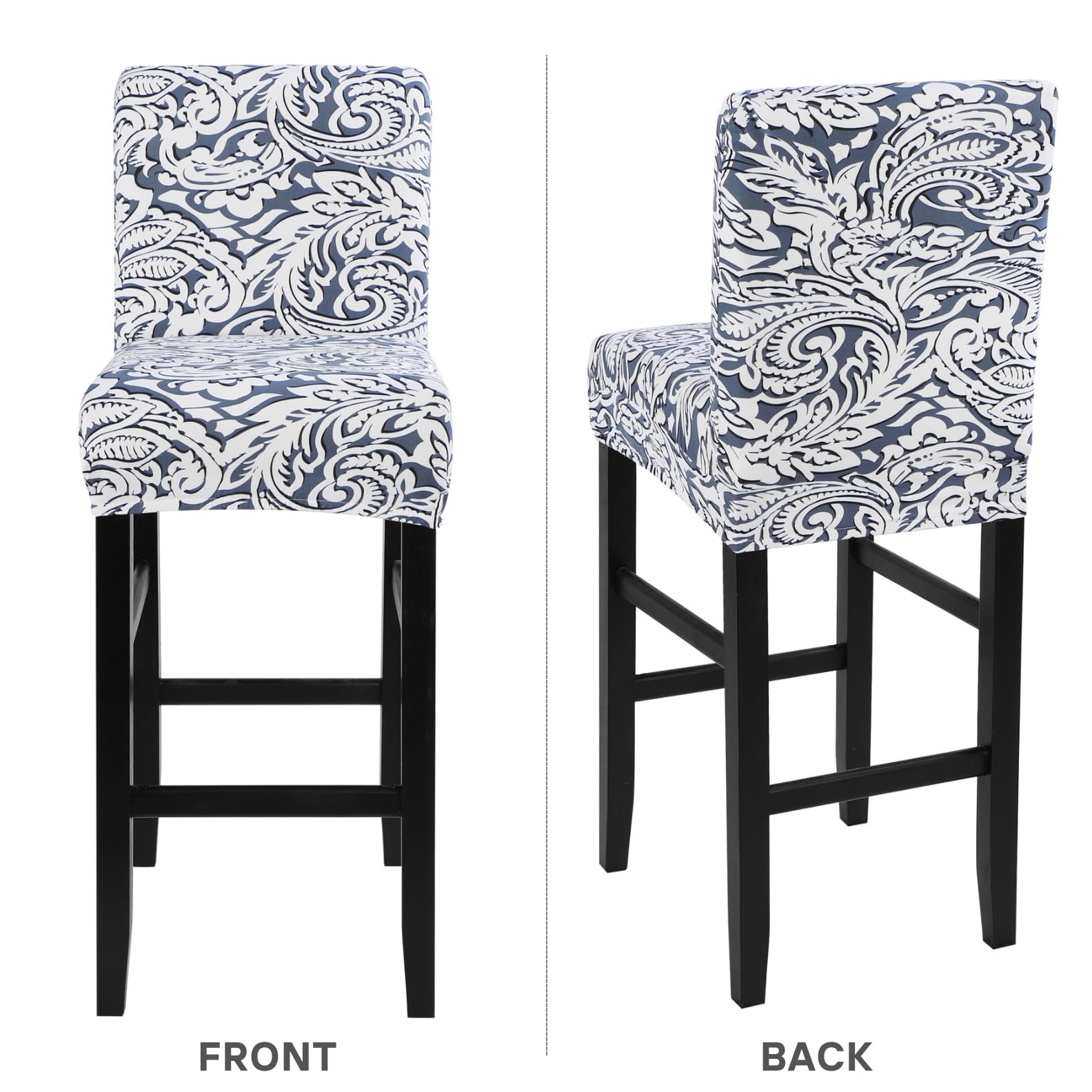 Stretch Washable Bar Stool Covers Set of 4 - Counter Height Kitchen Dining Chair Slipcovers for Home & Cafe - Floral Pattern - Perfect for Kitchen Islands, Breakfast Bars & Restaurant Seating
