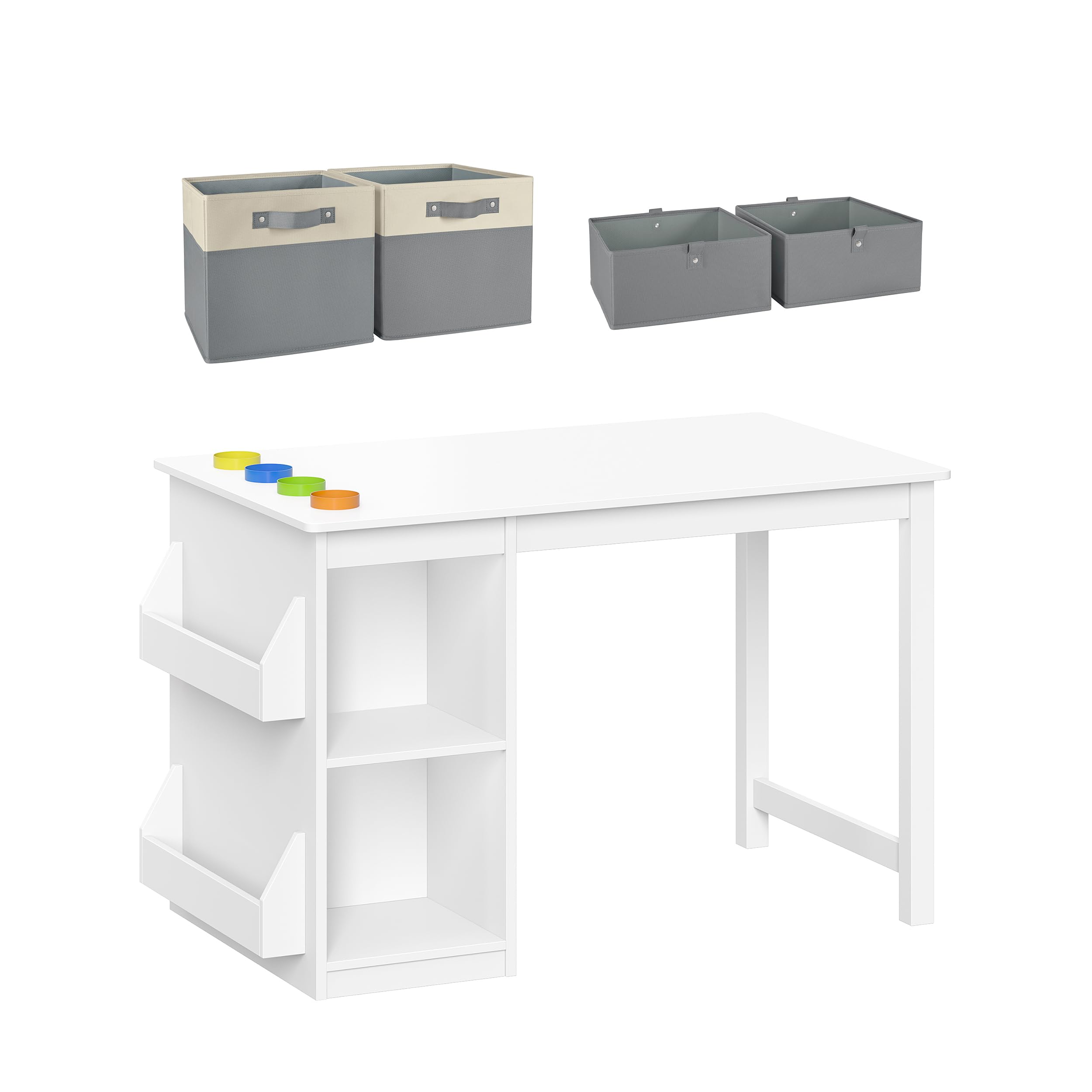 RiverRidge Home Kids Activity Table with Storage Bins - 2-Piece Two-Tone Play Table & 2 Half-Size Bins for Arts, Crafts & Learning - Perfect for Playrooms, Classrooms & Daycares