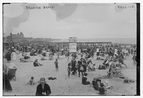 Vintage Photo of Brighton Beach Brooklyn NY - Shoreline, Bathers & Beach Chairs - Historical New York City Photography - Perfect for Home Decor, Office Wall Art & History Enthusiasts