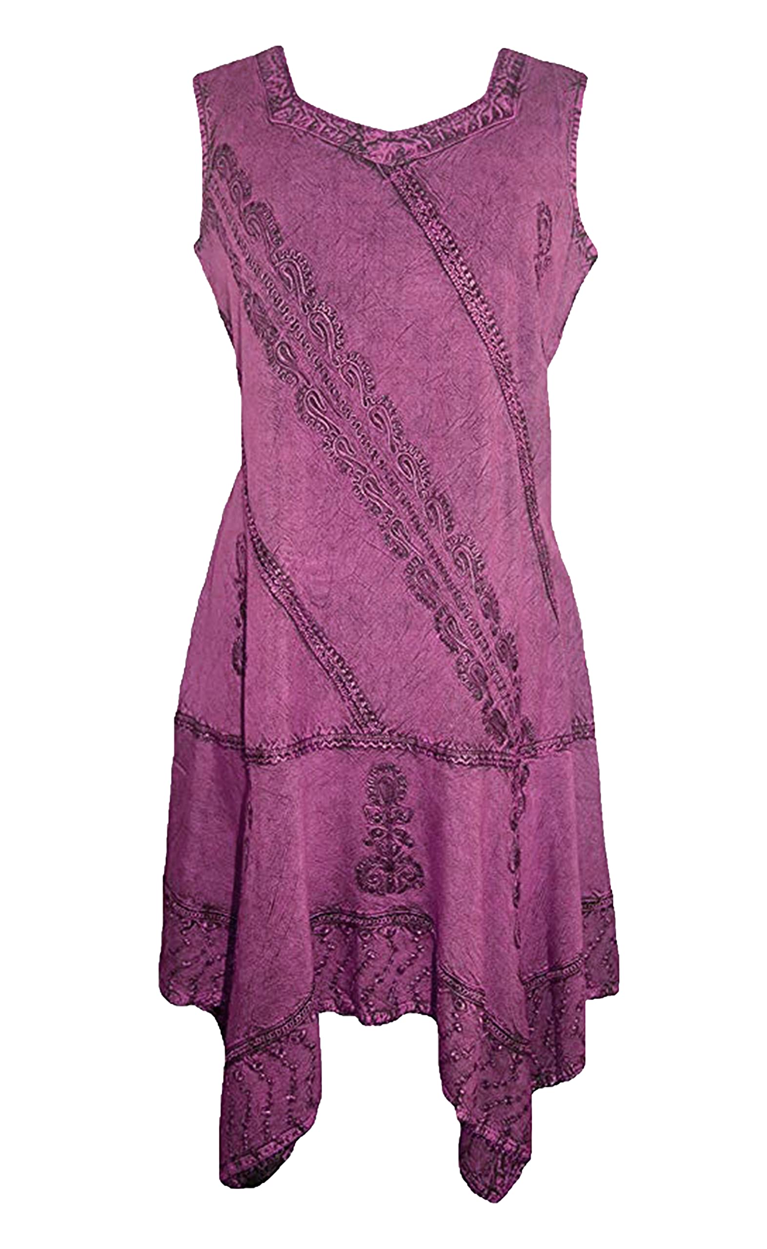 Agan Traders 2025 Spring Women's Boho Peasant Embroidered Long Maxi Dress - Asymmetrical Hem Sleeveless Formal Gown for Weddings, Parties & Special Occasions