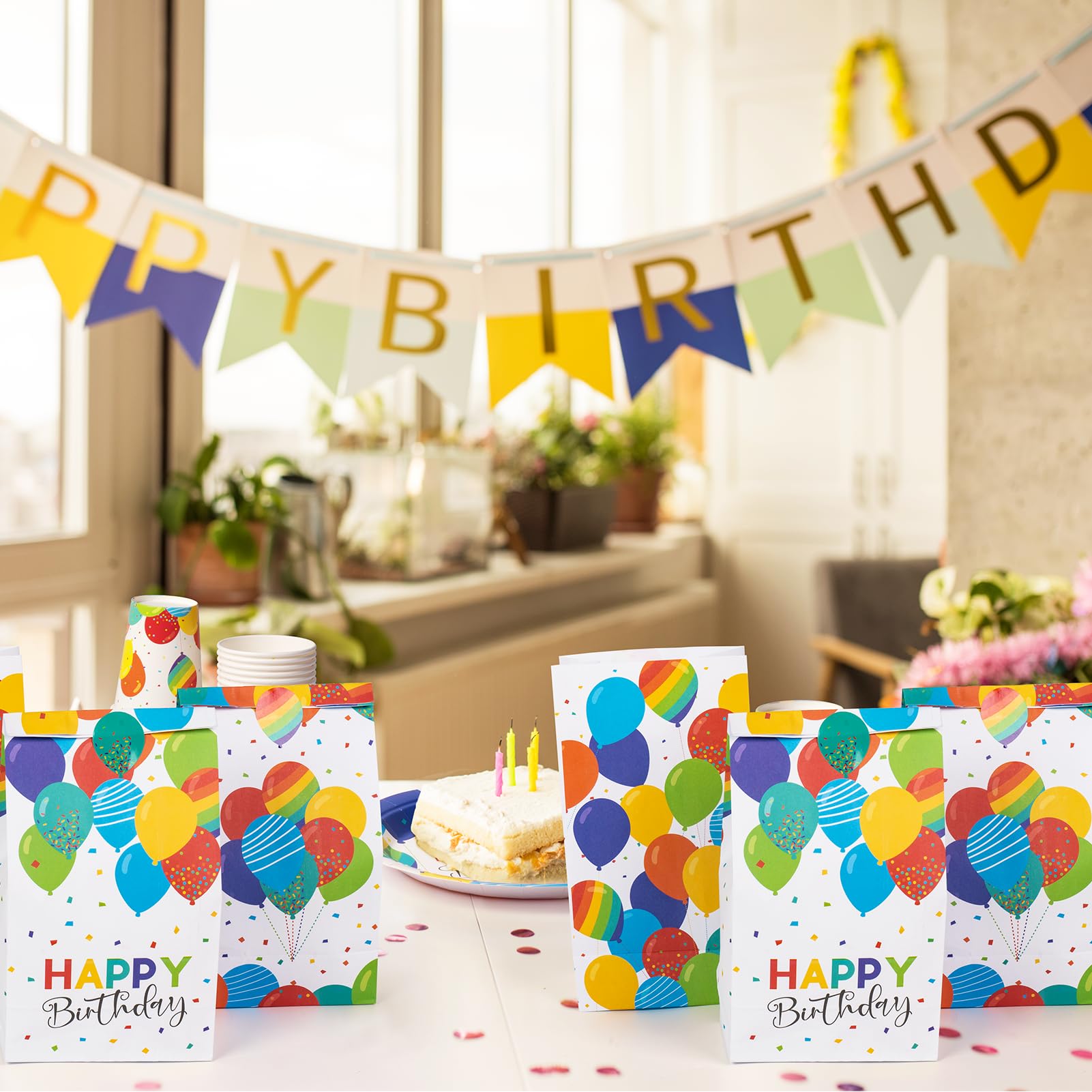 DECORLIFE 24PCS Birthday Party Favor Bags with Stickers - 4 Styles Kids Goodie Bags for Boys & Girls Birthday Celebrations | Perfect for Classroom Treats, Party Favors, Halloween & Christmas Gift Bags